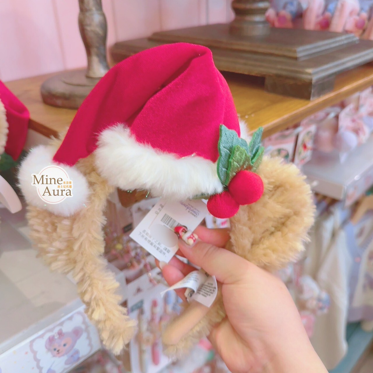 聖誕節系列 達菲 Duffy 立體耳朵 蝴蝶結 造型 髮圈 髮箍 -香港迪士尼樂園