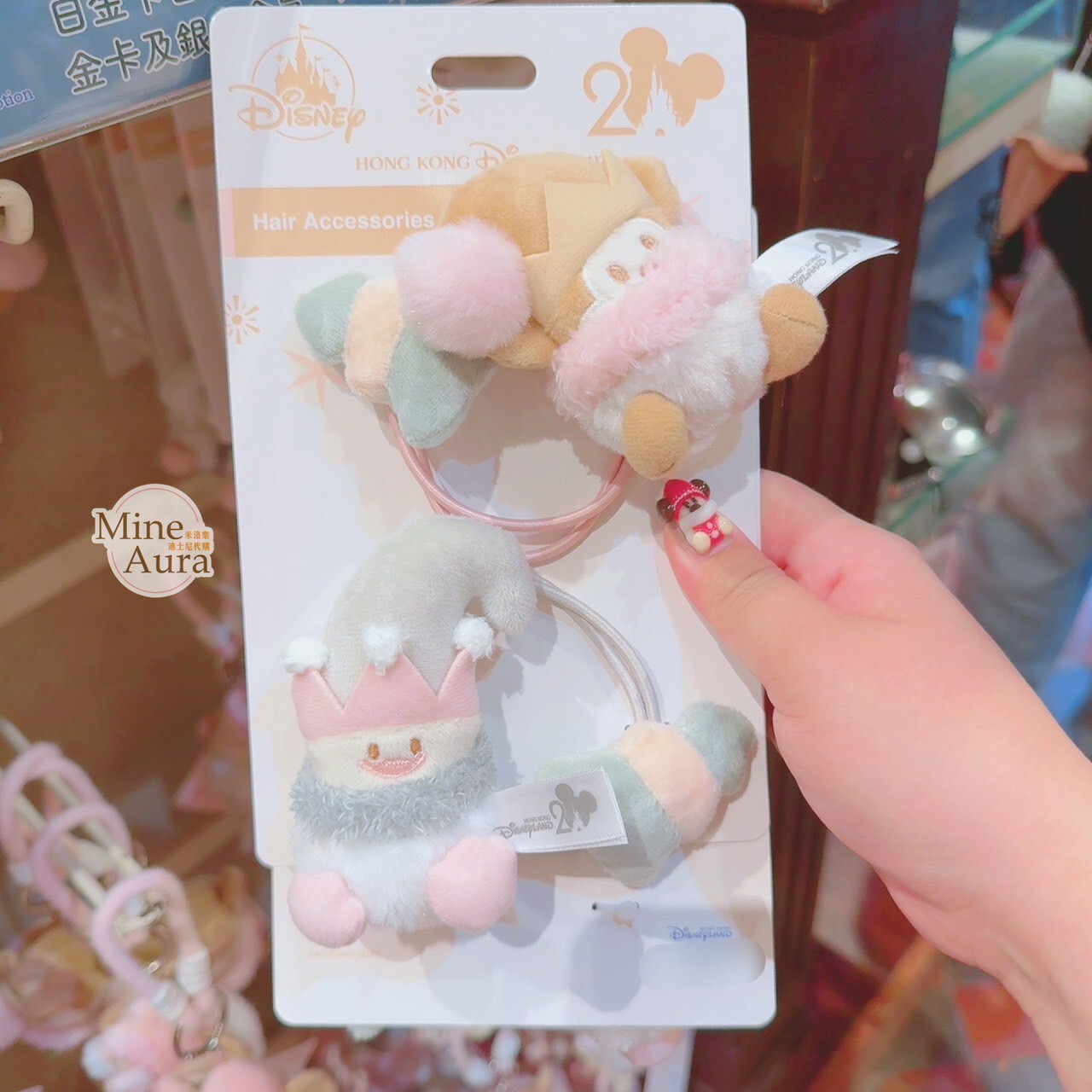 聖誕節系列 聖誕精靈 米奇 Mickey 絨毛 聖誕造型 髮束 髮飾 2入組 -香港迪士尼樂園