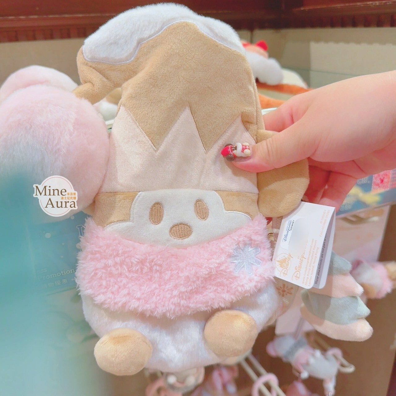 聖誕節系列 聖誕精靈 米奇 Mickey 絨毛 聖誕造型 斜背 小包 -香港迪士尼樂園