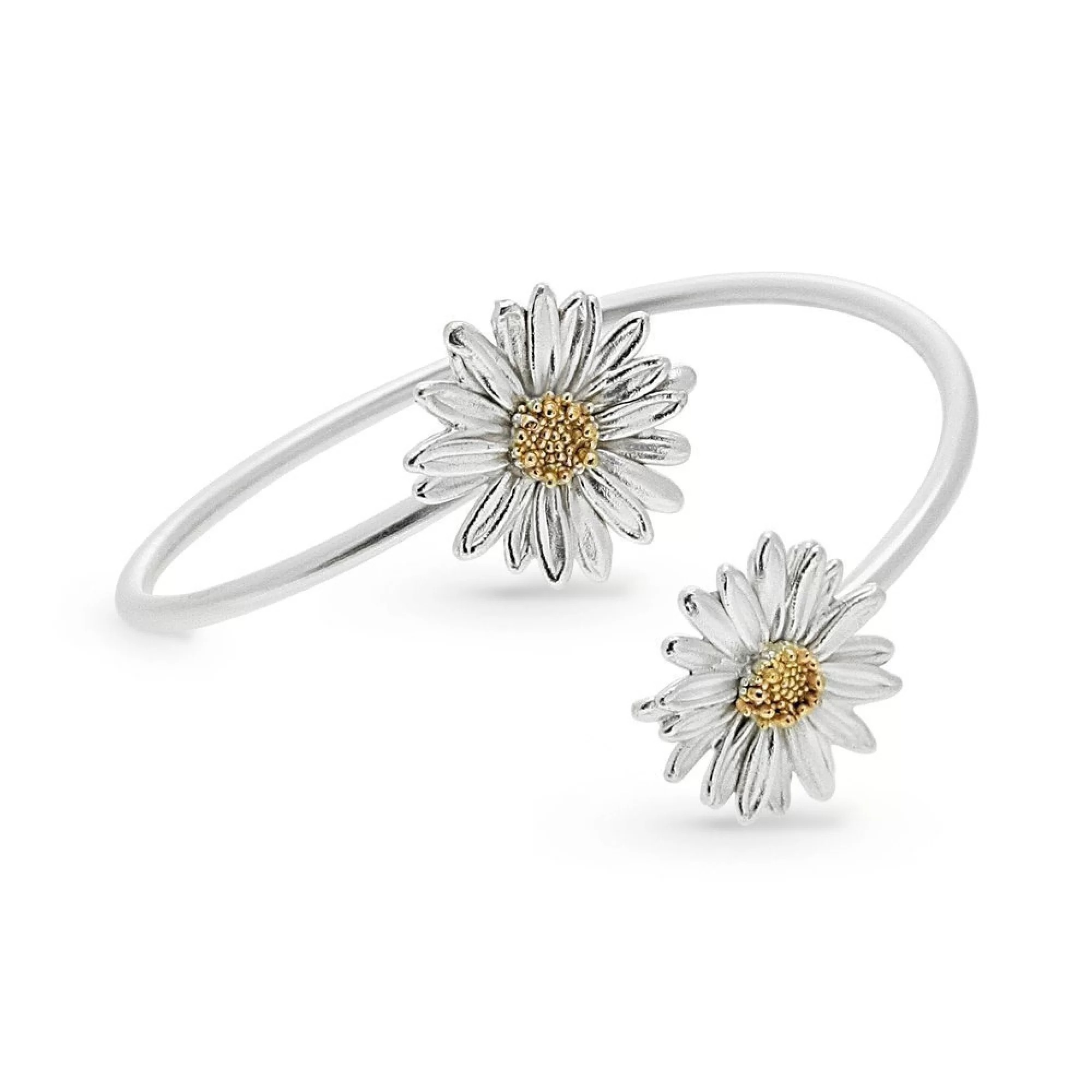1TA0524-399 THALLO Daisy Field Daisy Bracelet Statement, With Flexible Wire, 24k Gold and Sterling Silver #s160a (A-SK-E)
