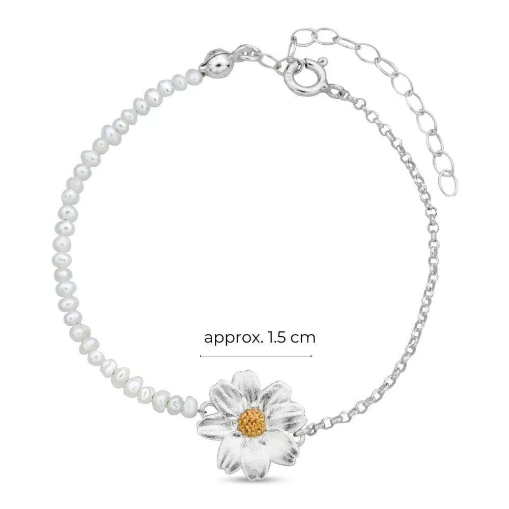 1TA0524-471 THALLO Polytimo Daisy Bracelet 24K Gold And Sterling Silver Pearl White #s291b (A-SK-E)