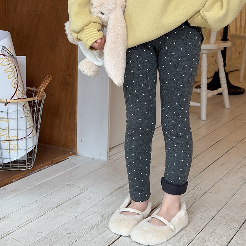 加絨加厚波點內搭褲