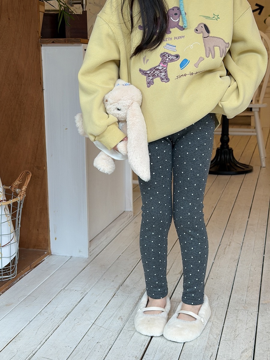 加絨加厚波點內搭褲