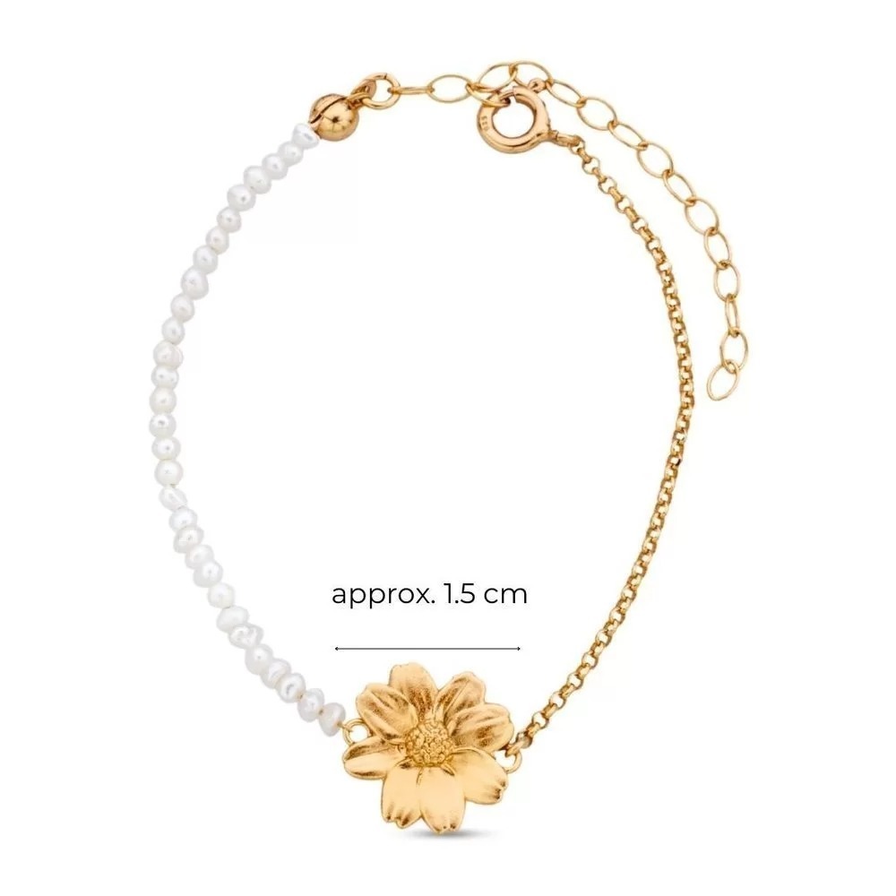 1TA0524-472 THALLO Polytimo Daisy Bracelet 24K Gold Vermeil on Sterling Silver Pearl #s290b (A-SK-E)