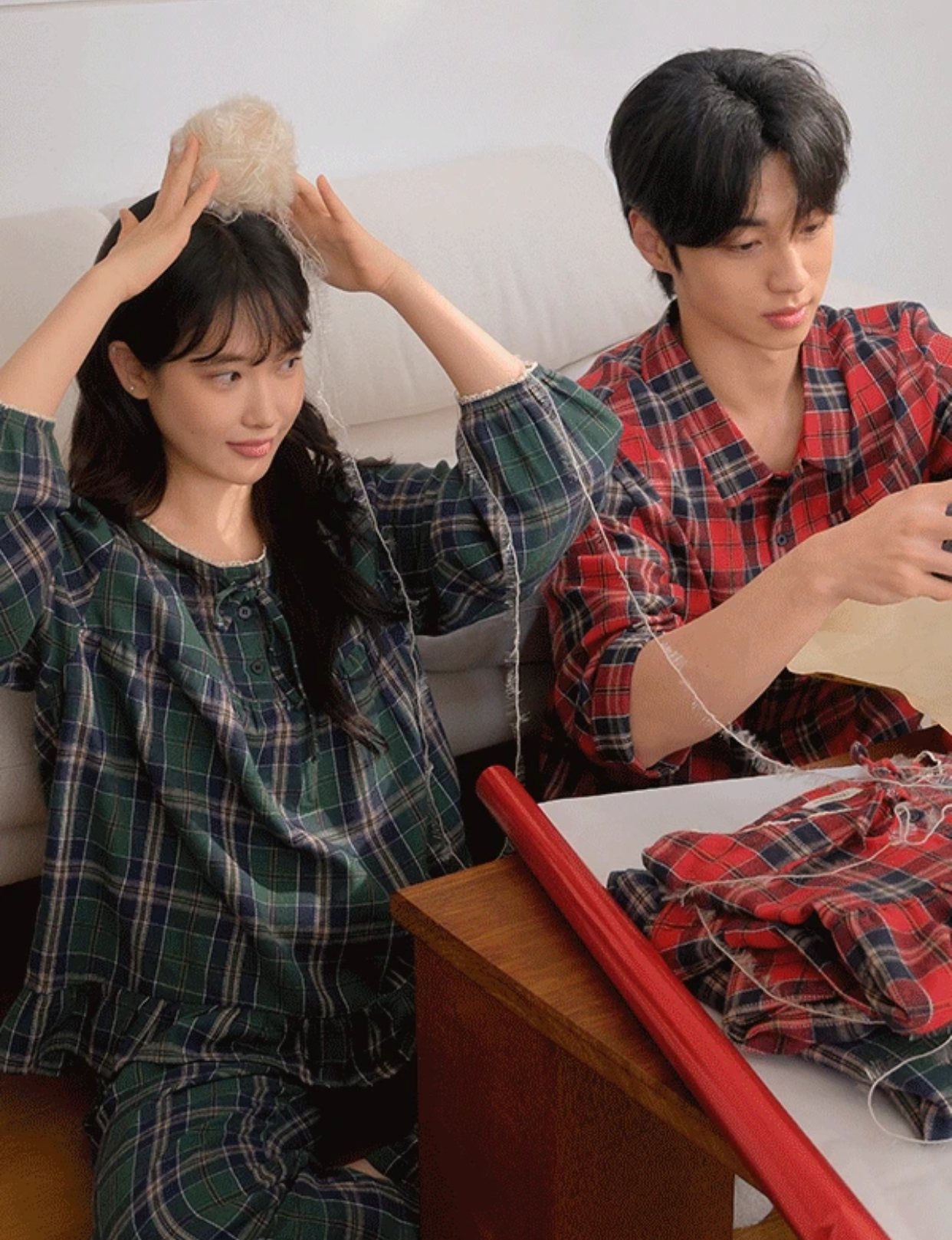 【現貨】韓國JUUNEEDU睡衣｜J'eu 格紋情侶睡衣套裝（最後一套）