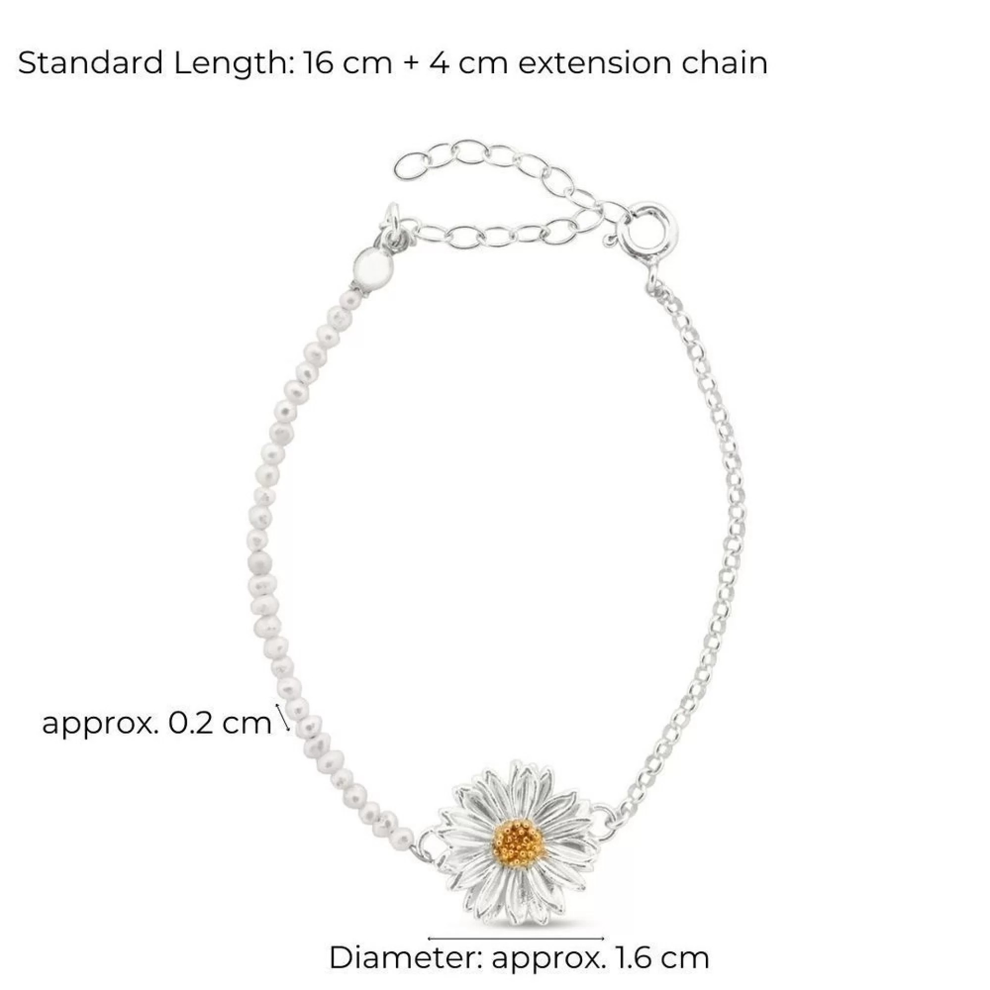 1TA0524-145 THALLO Daisy Field Daisy Bracelet 24K Gold and Sterling Silver Pearl #s298b (A-SK-E)