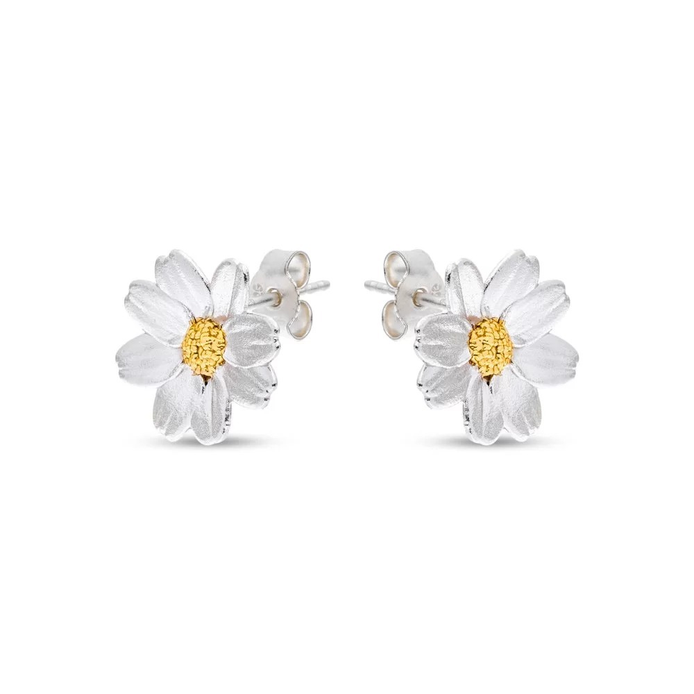 1TA0524-105 THALLO Polytimo Daisy Earrings Studs 24K Gold and Sterling Silver #s074b (A-SK-E)