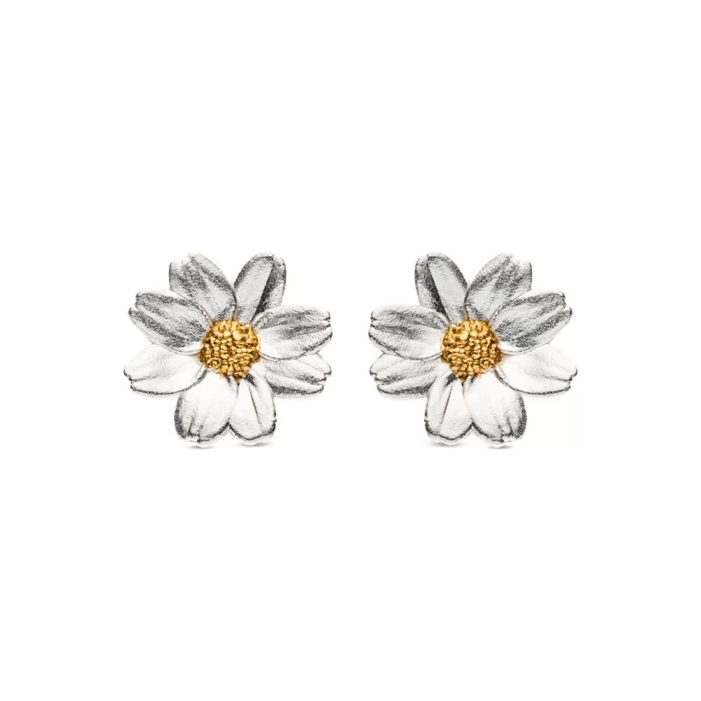 1TA0524-105 THALLO Polytimo Daisy Earrings Studs 24K Gold and Sterling Silver #s074b (A-SK-E)