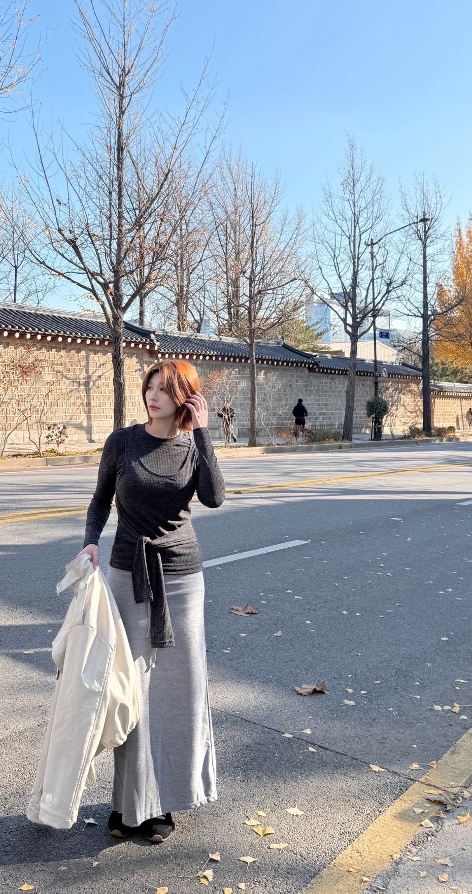 【韓國連線】A09 假兩件層次感綁帶上衣