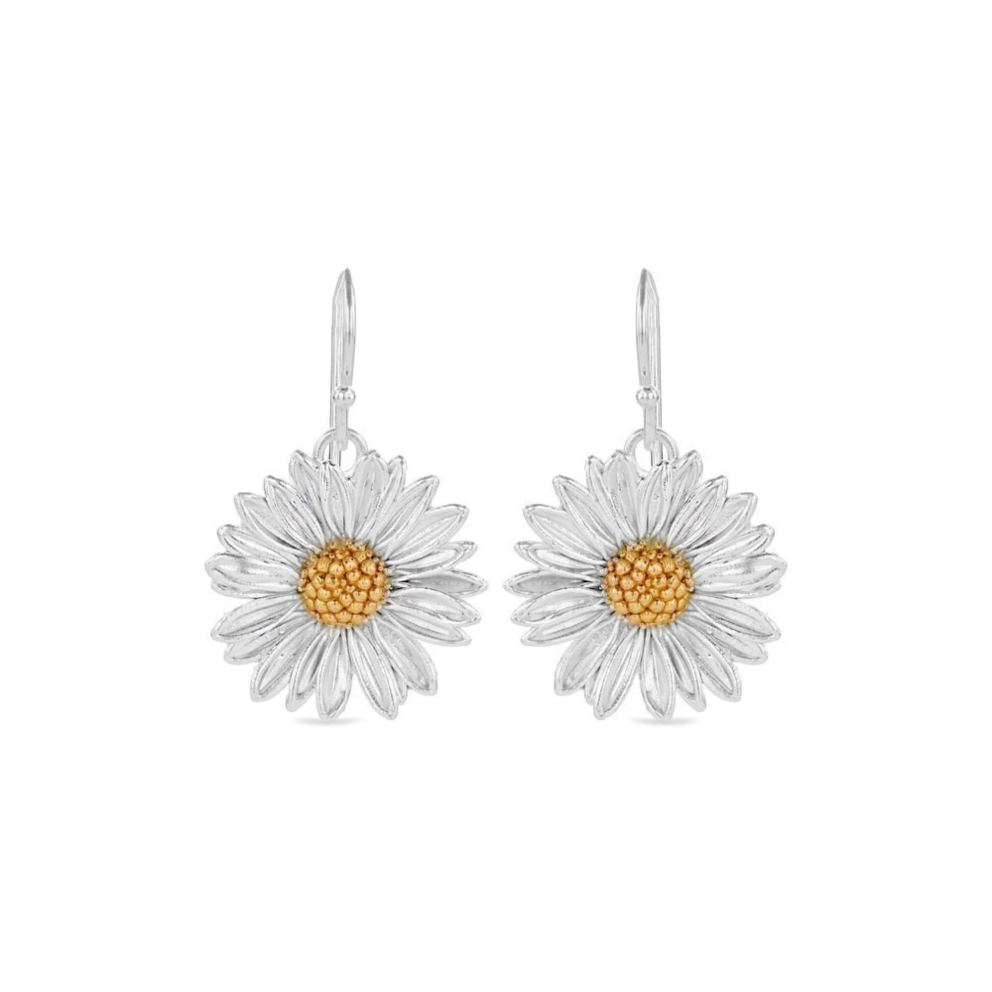 1TA0524-294 THALLO Daisy Field Daisy Earrings Drops & Dangles with Hooks 24K Gold and Sterling Silver #s232a (A-SK-E)