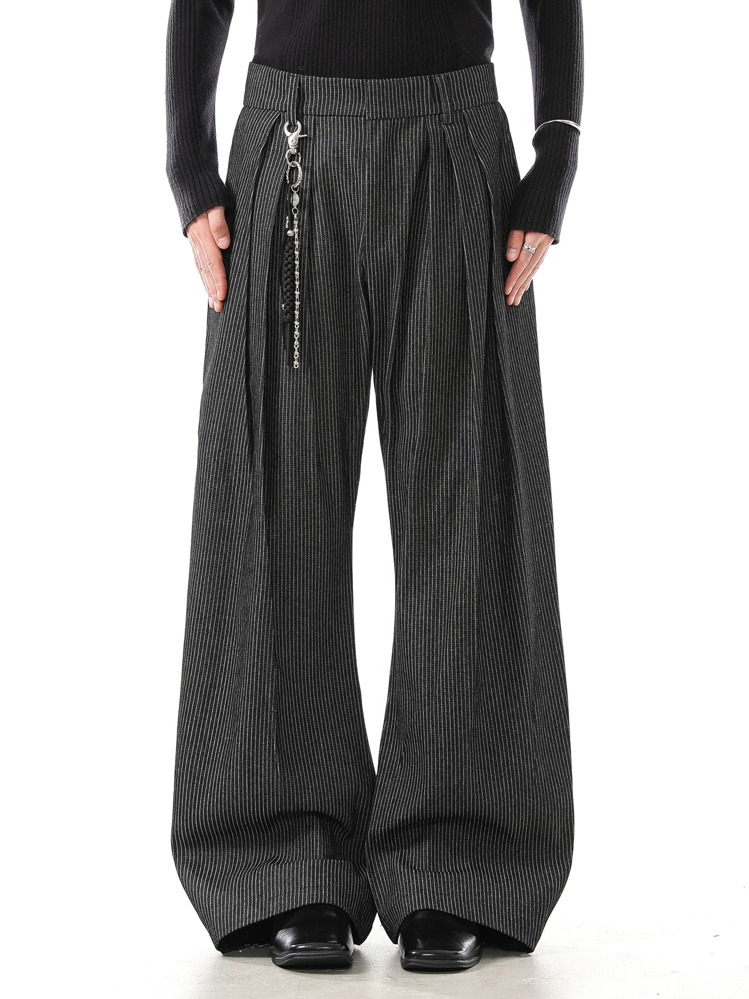 - SIMPLEACTION - 老錢風A字條紋牛仔西裝褲