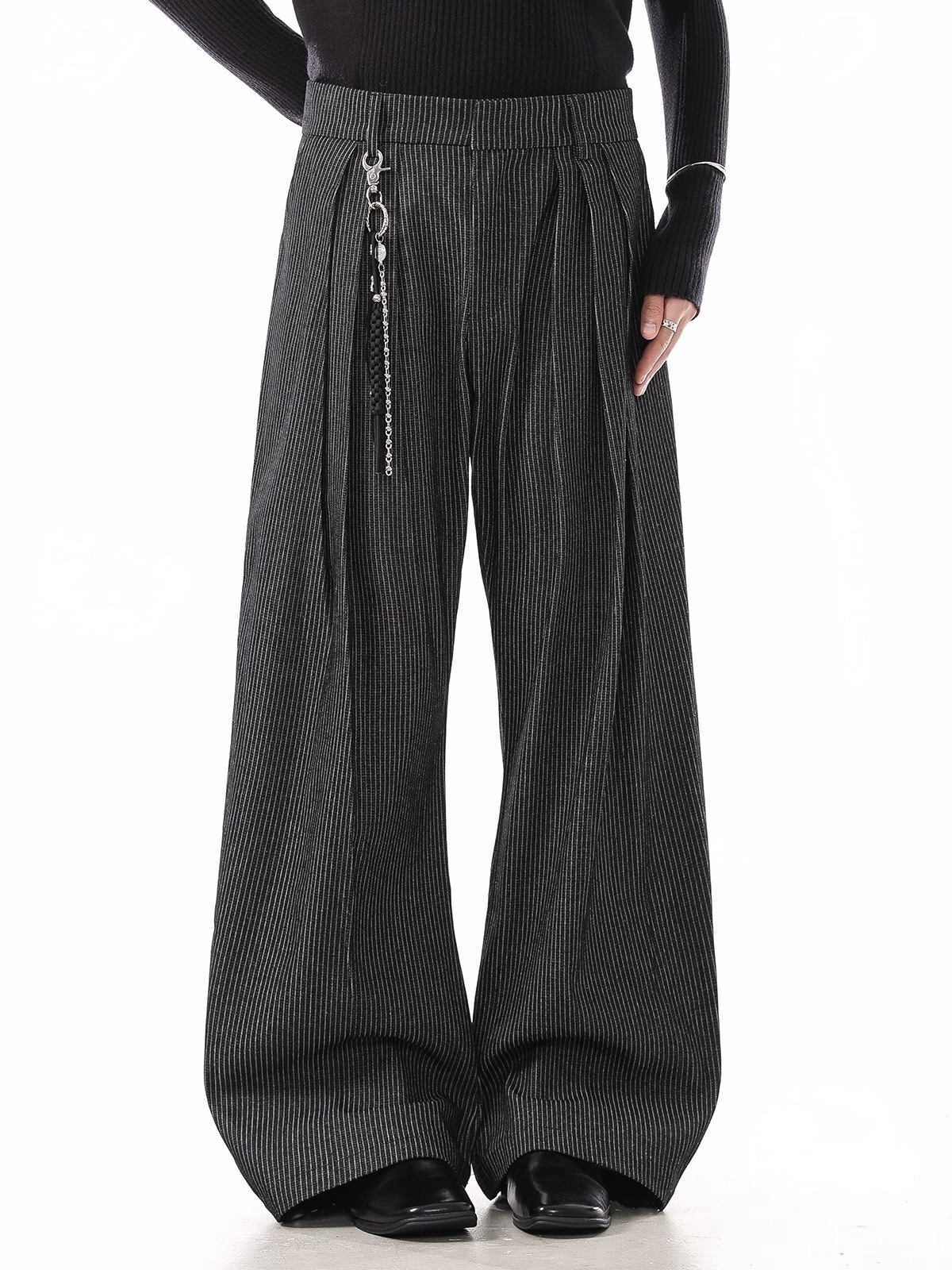 - SIMPLEACTION - 老錢風A字條紋牛仔西裝褲