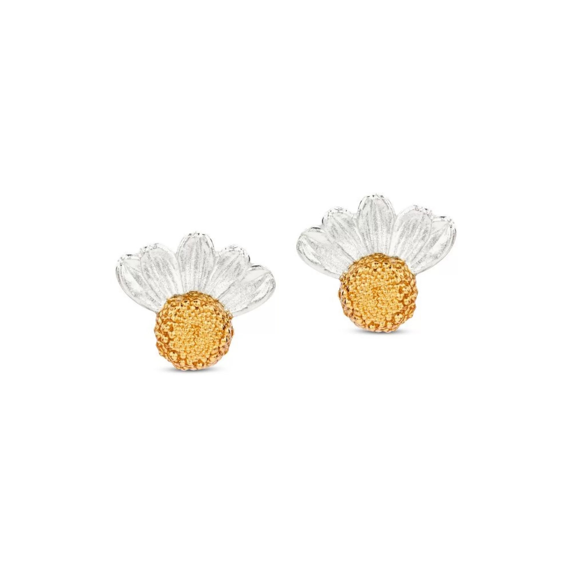 1TA0524-131 THALLO Kissing Daisies Daisy Earrings Studs 24K Gold and Sterling Silver #s389a (A-SK-E)