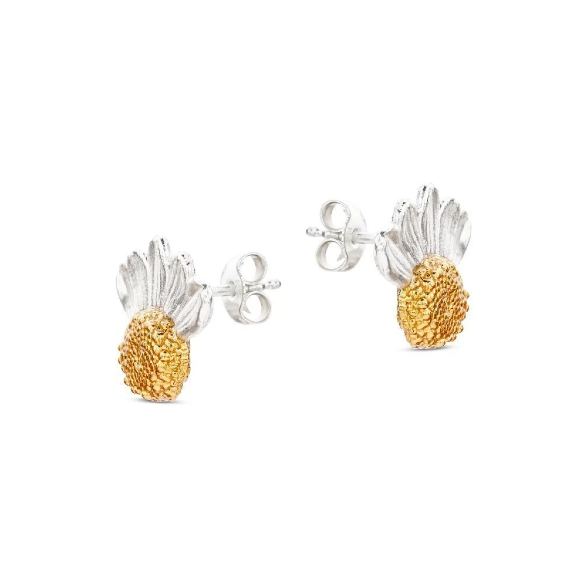 1TA0524-131 THALLO Kissing Daisies Daisy Earrings Studs 24K Gold and Sterling Silver #s389a (A-SK-E)