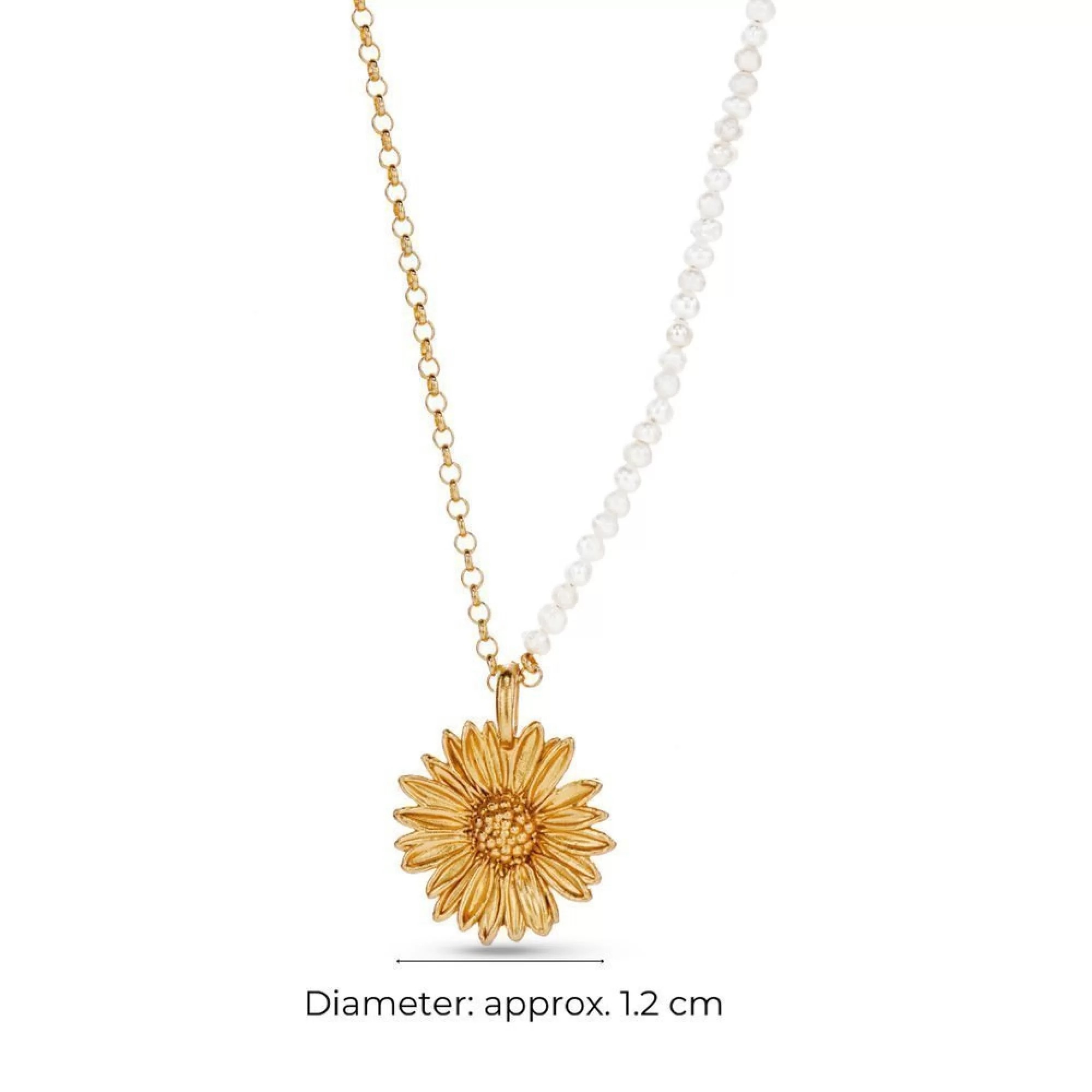 1TA0524-196 THALLO Daisy Field Daisy Pendant Layer with Detachable Motif 24K Gold Vermeil on Sterling Silver Pearl #s342b (A-SK-E)