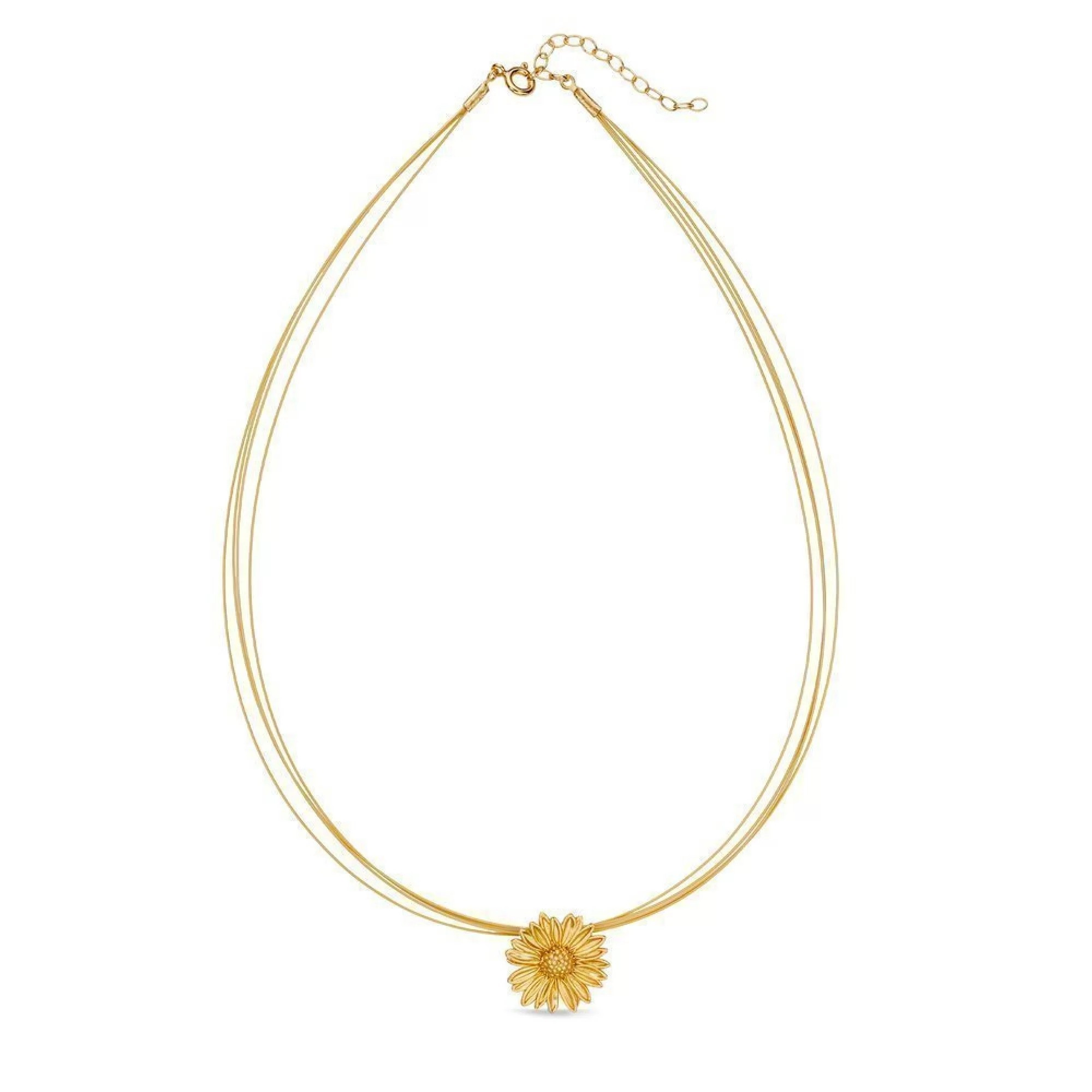 1TA0524-377 THALLO Daisy Field Daisy Necklace Steelwire 24K Gold Vermeil on Sterling Silver #s485a (A-SK-E)