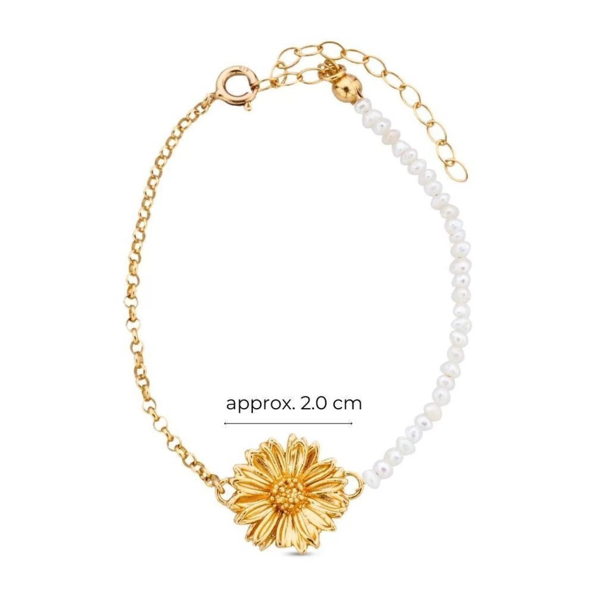 1TA0524-144 THALLO Daisy Field Daisy Bracelet 24K Gold Vermeil on Sterling Silver Pearl #s297b (A-SK-E)