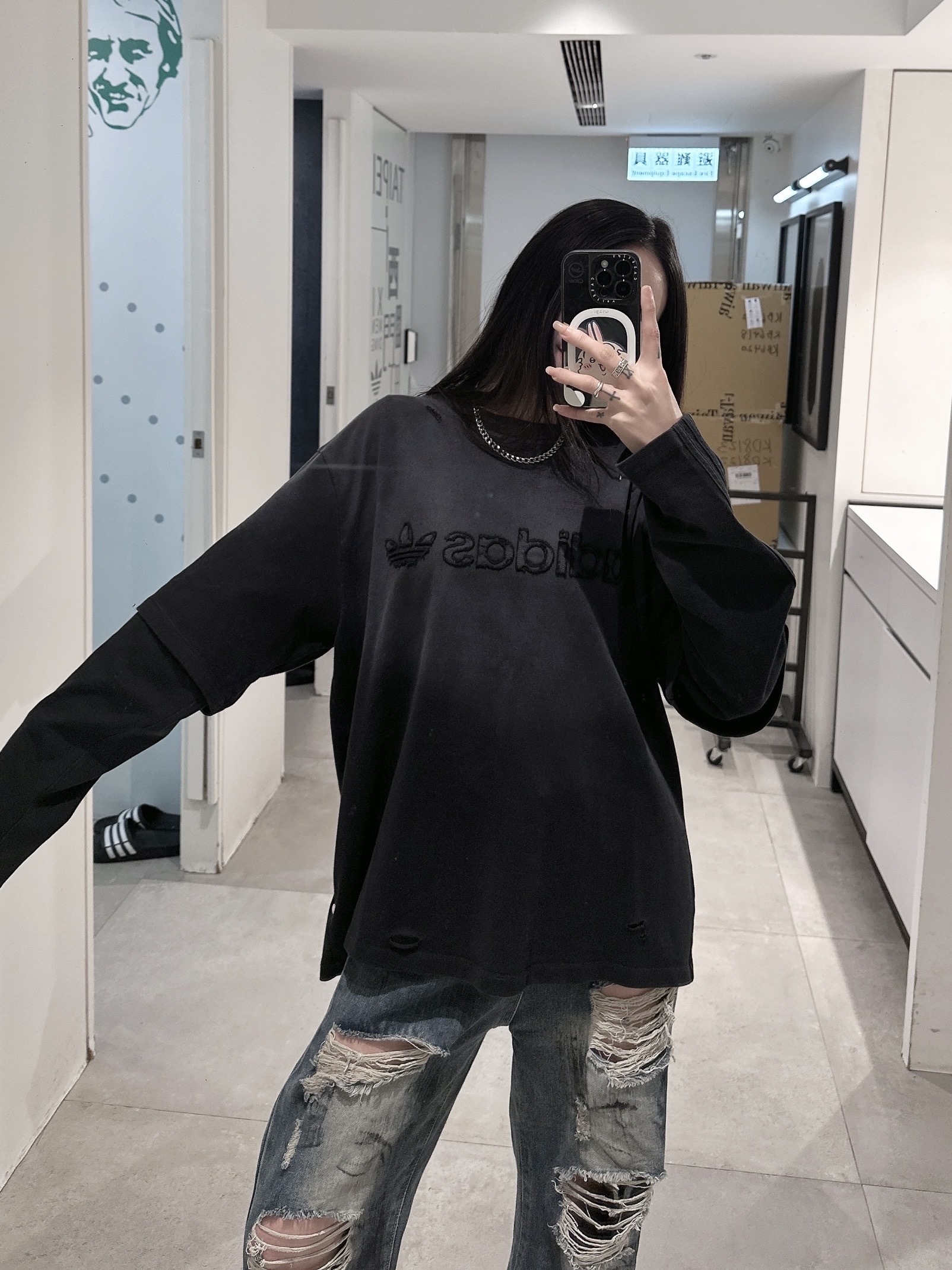 ADIDAS ORIGINALS 假兩件長袖上衣 兩色