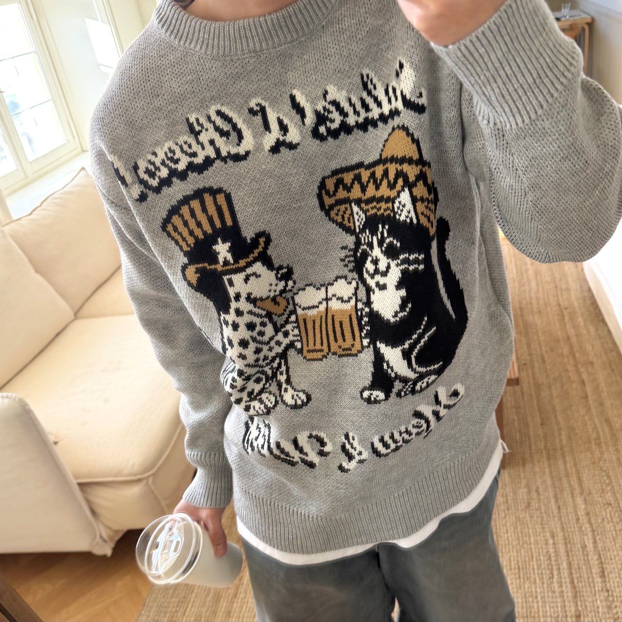 英文字圖案針織衫 BY-470T