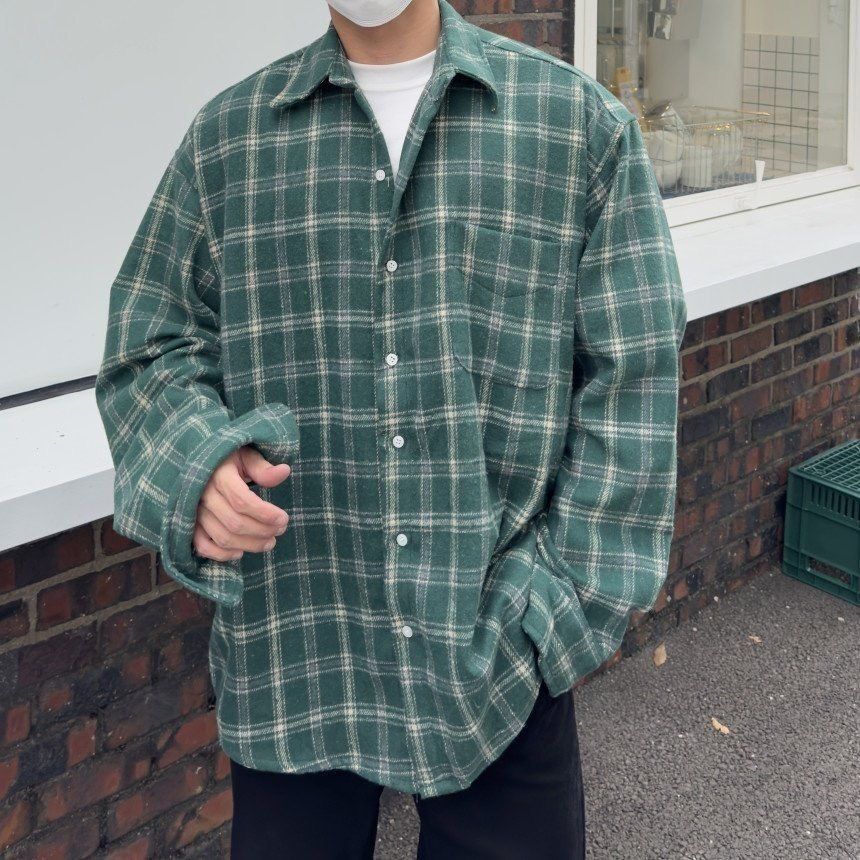 格仔長袖恤衫 HD-054S