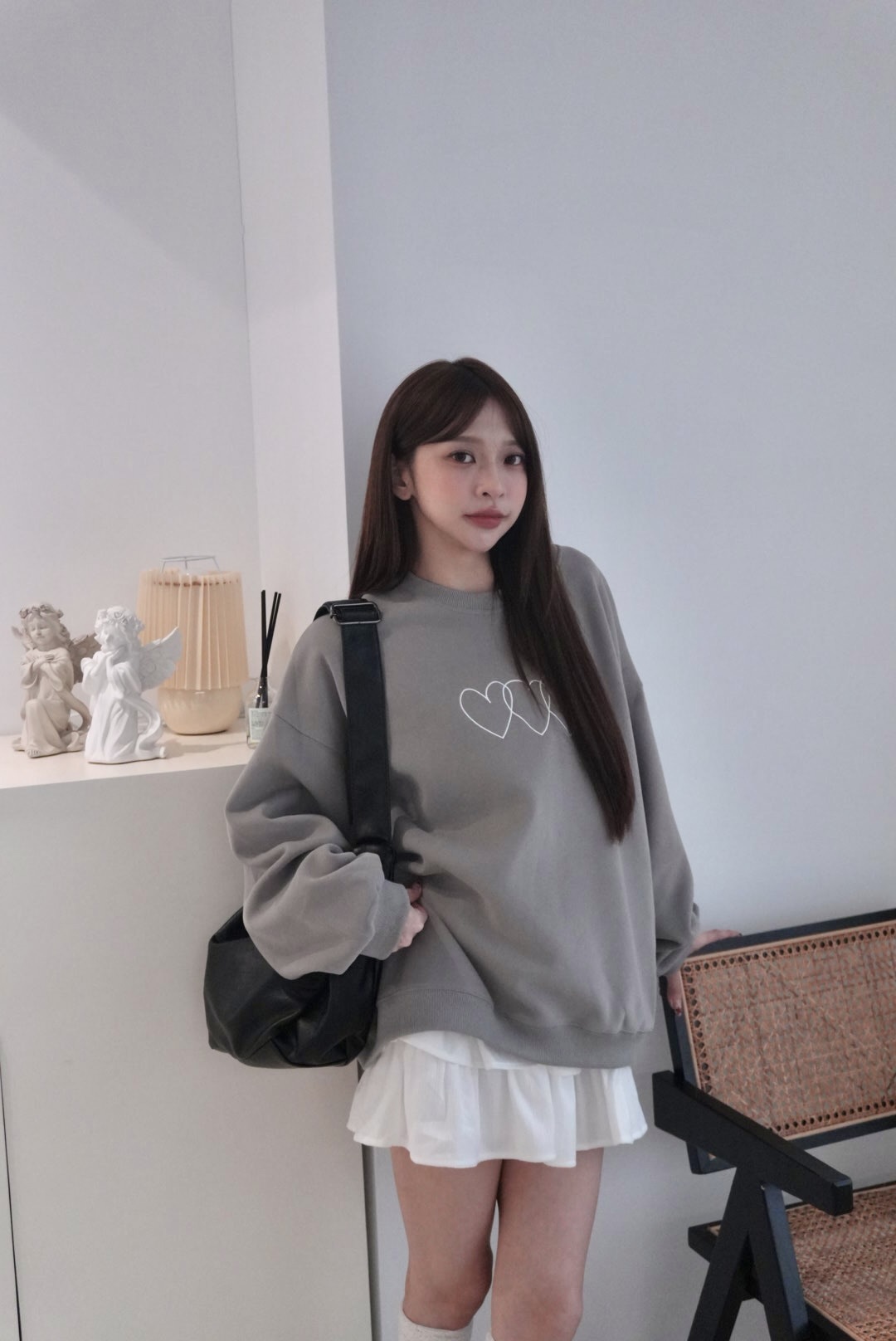 日常百搭 圓領愛心大學T