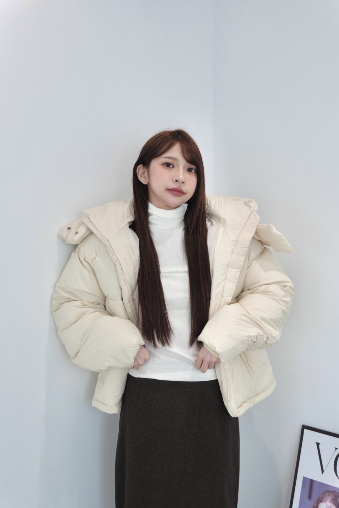 現貨 自帶圍巾!麵包收邊鋪棉外套