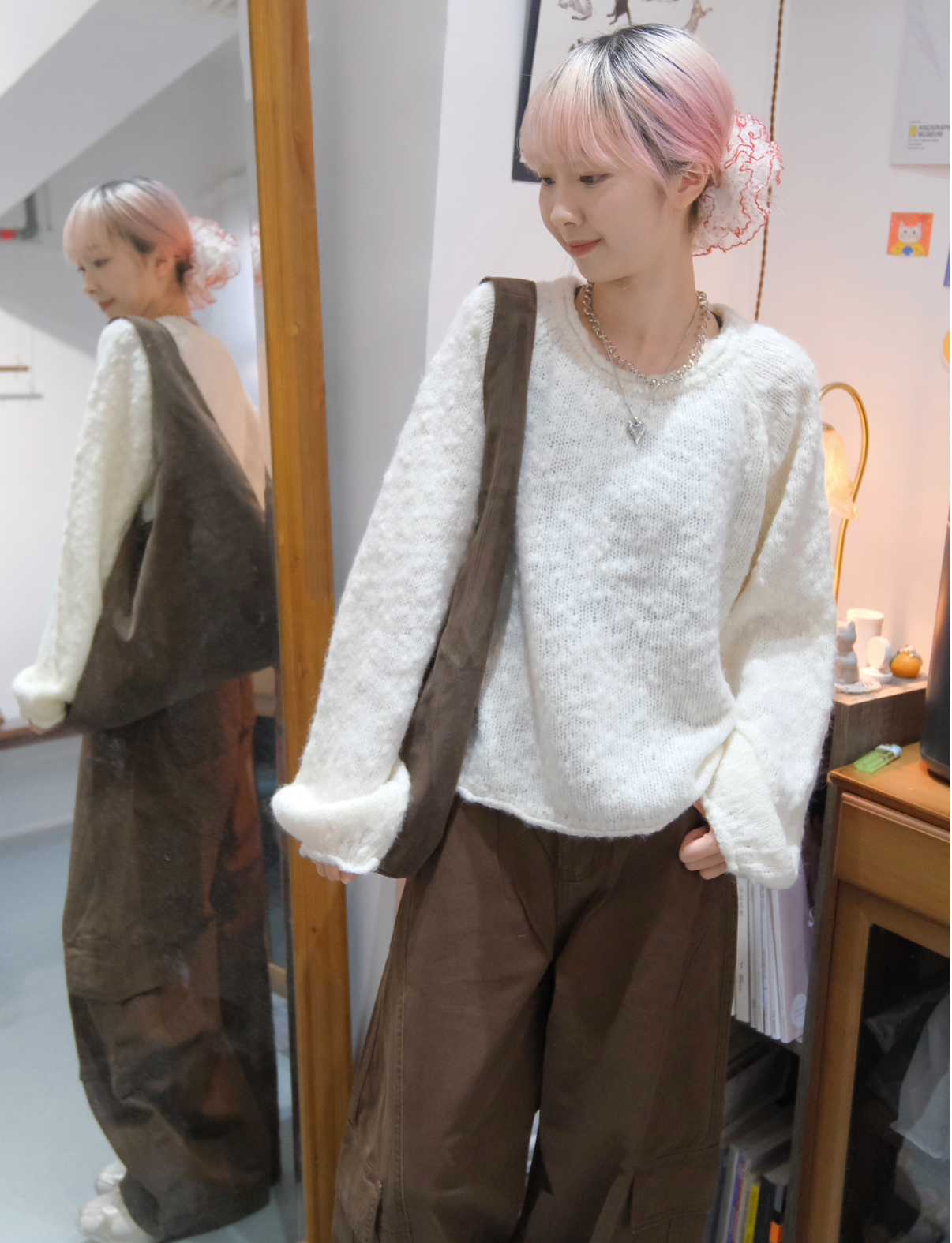 點點針織微透毛衣