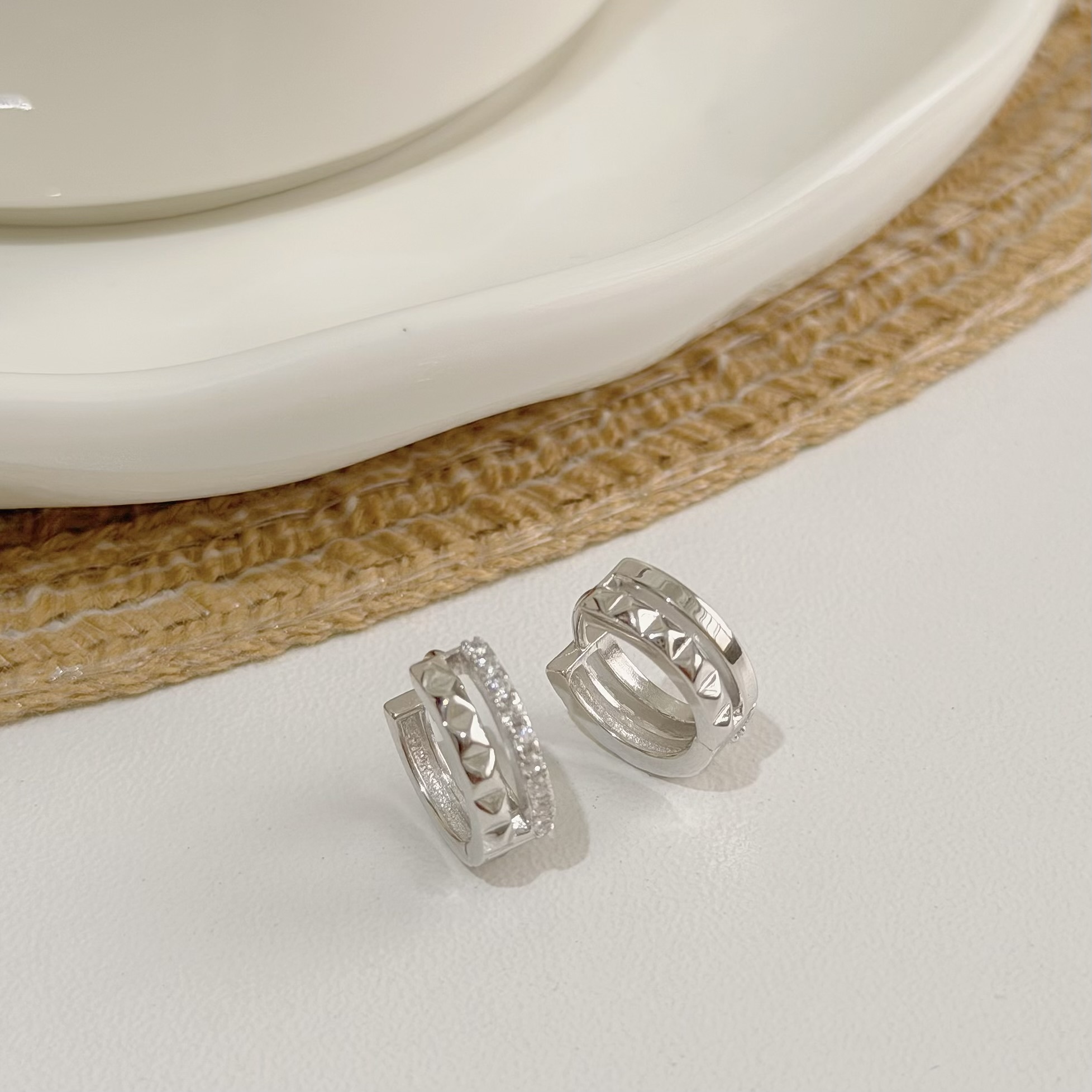 【輕奢】排鑽切割雙層純銀易扣