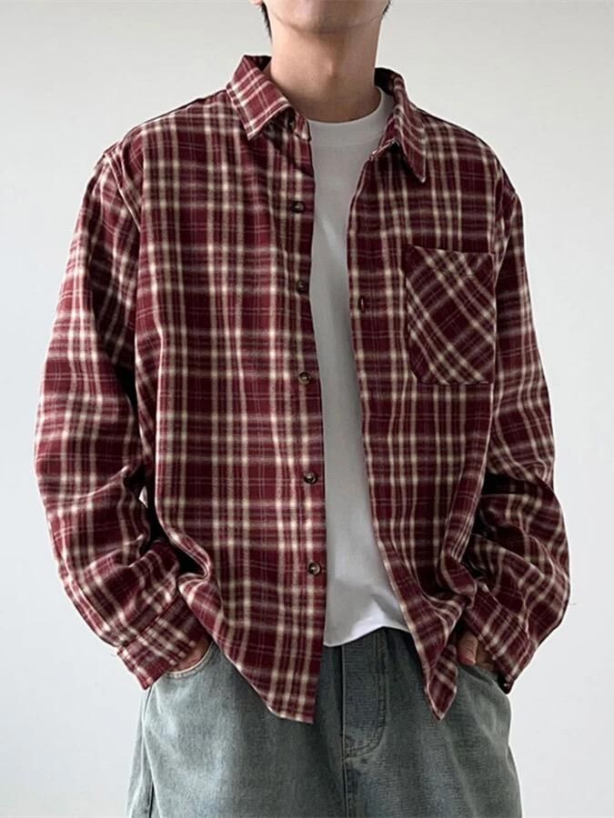 格仔長袖恤衫 2S1-010S