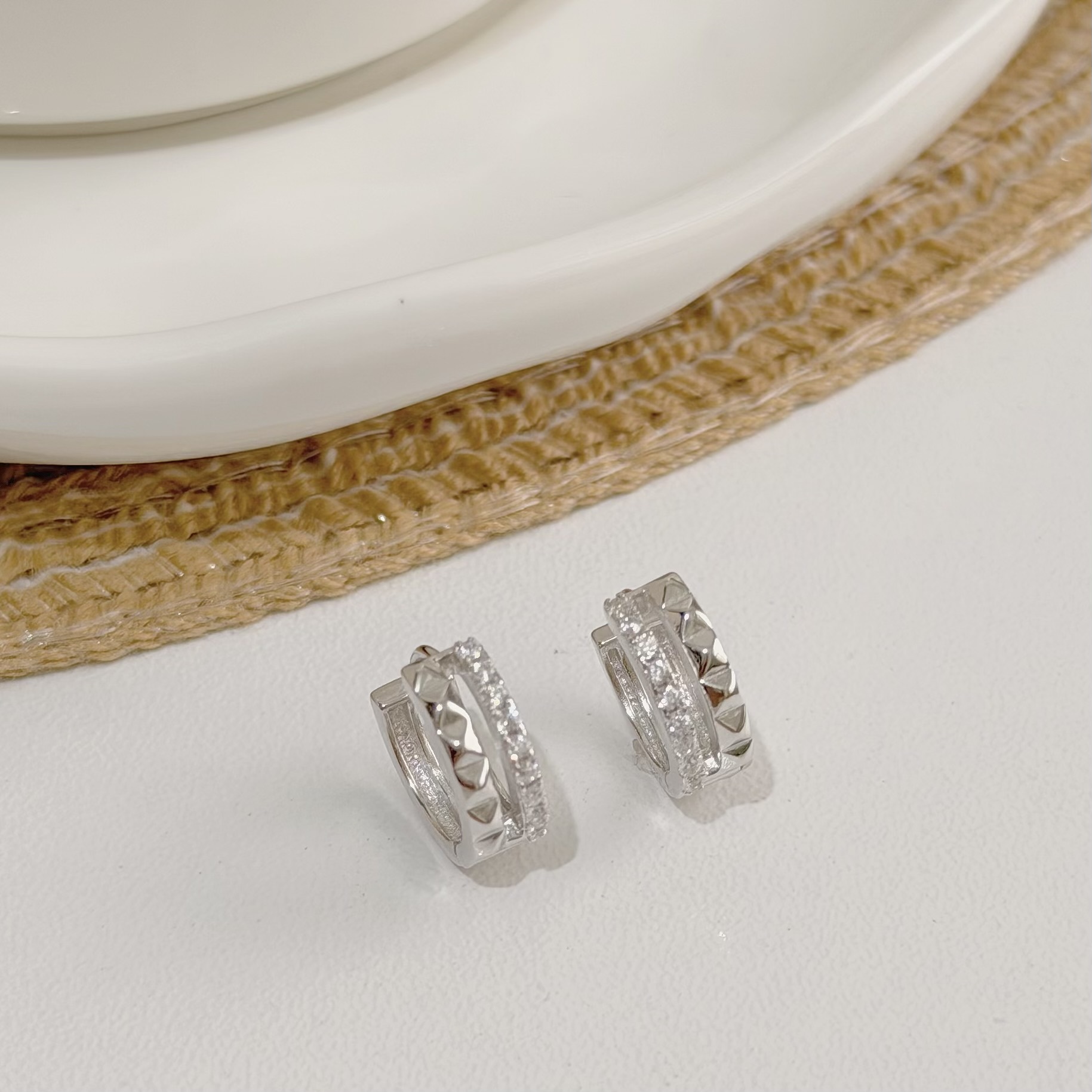 【輕奢】排鑽切割雙層純銀易扣