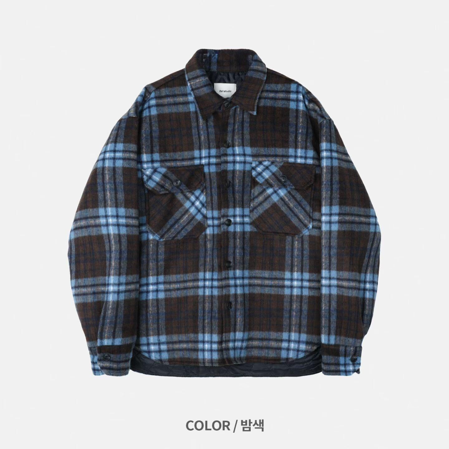 格仔長袖恤衫(薄夾棉) 2S1-011JK