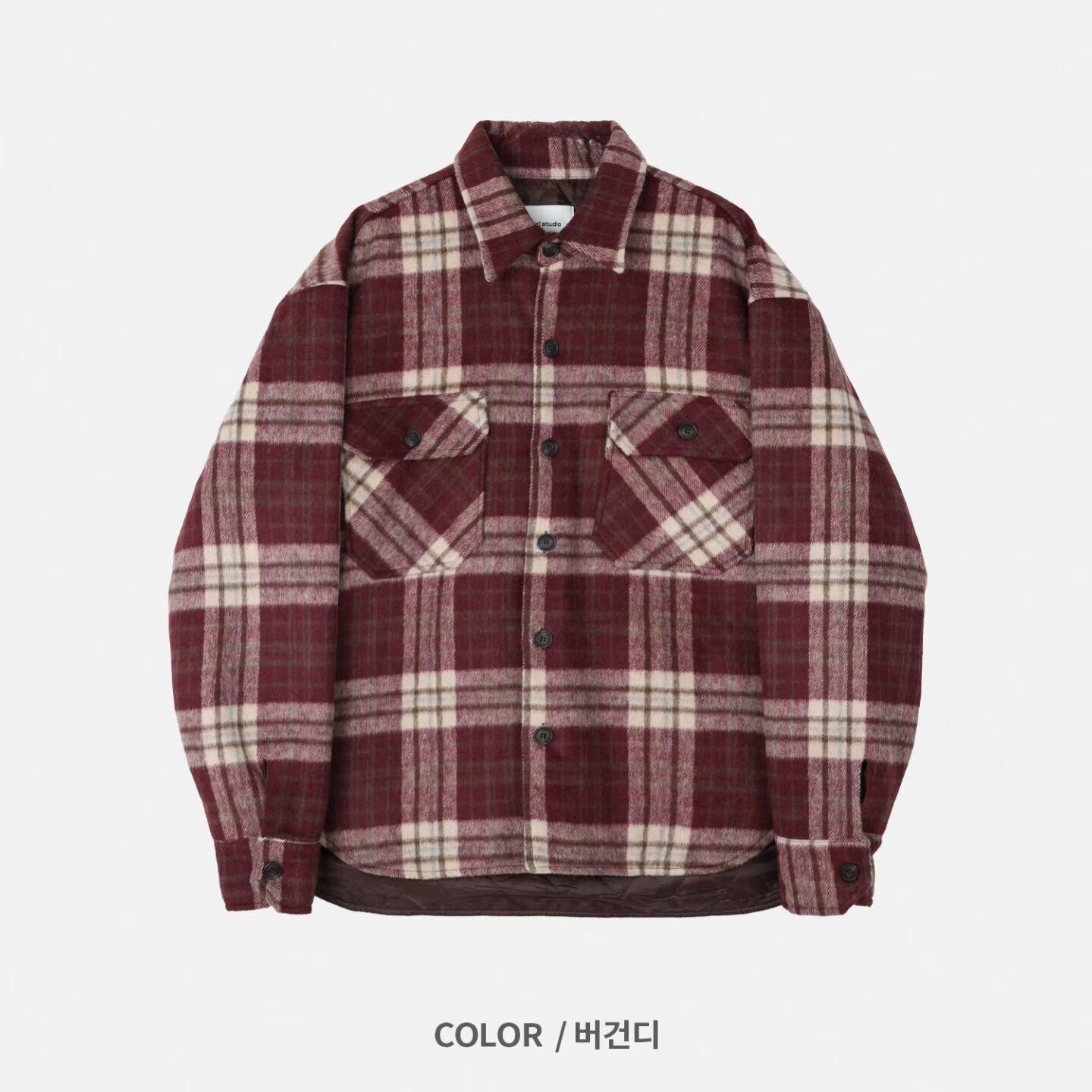 格仔長袖恤衫(薄夾棉) 2S1-011JK