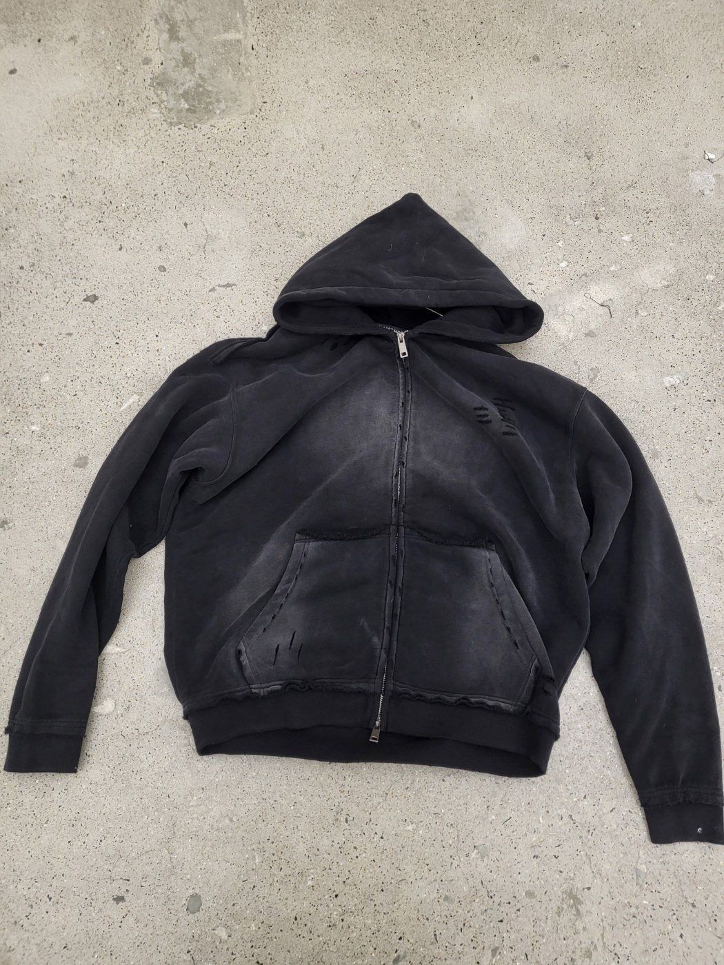 仿污連帽拉鍊外套(薄抓毛底) GLAMOUR-131JK