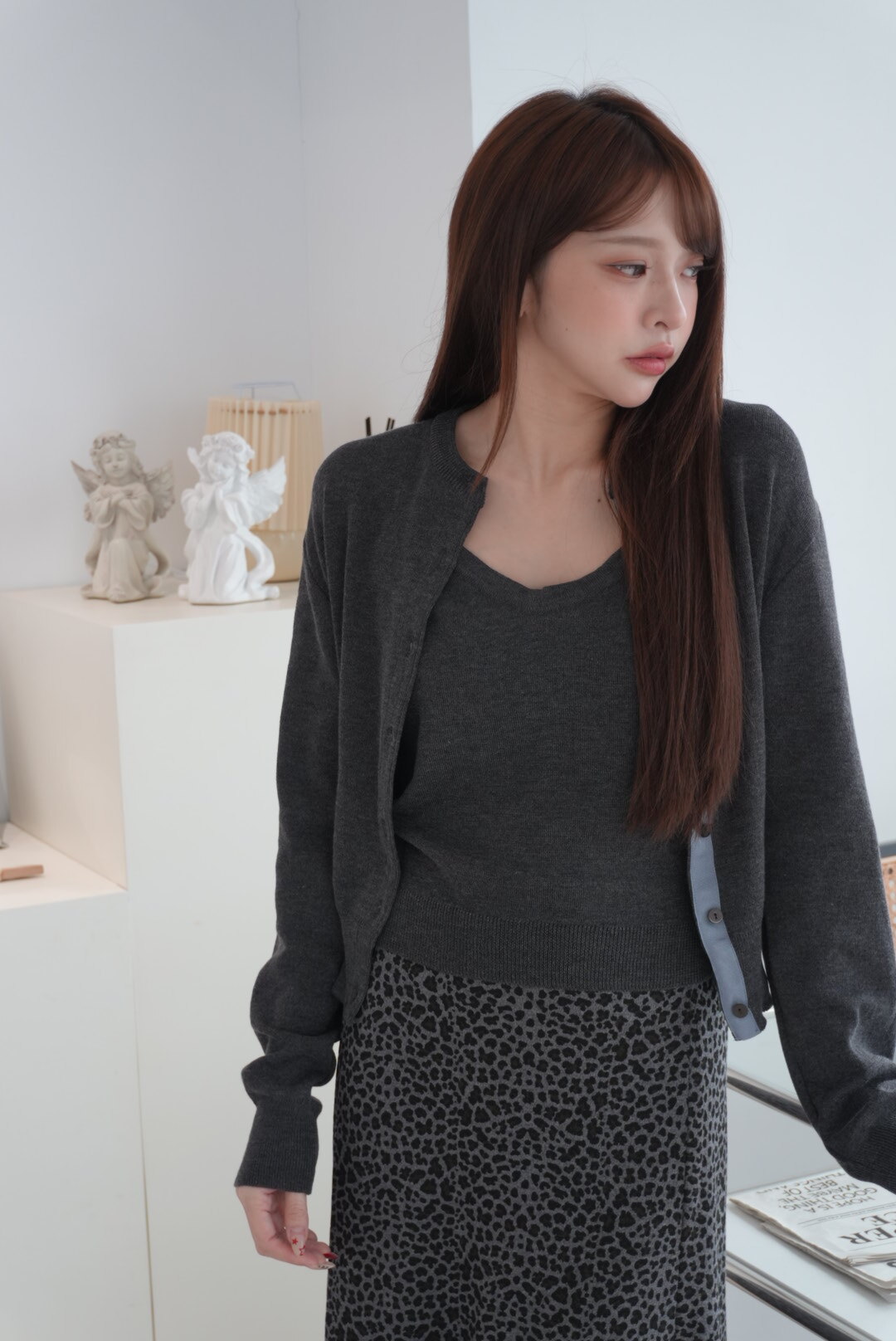 低調開岔豹紋長裙