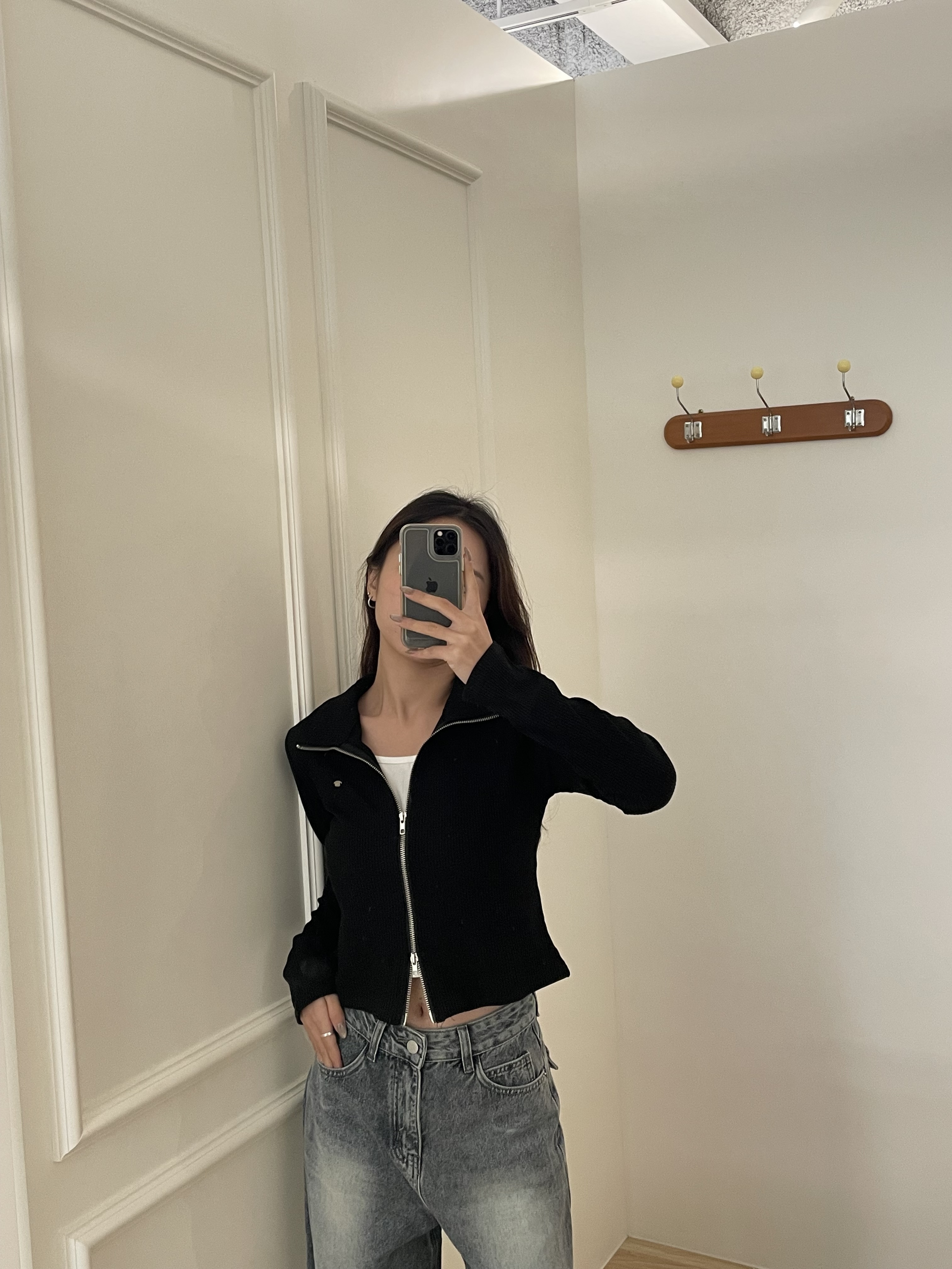 自由定義 小銀標拉鍊翻領上衣