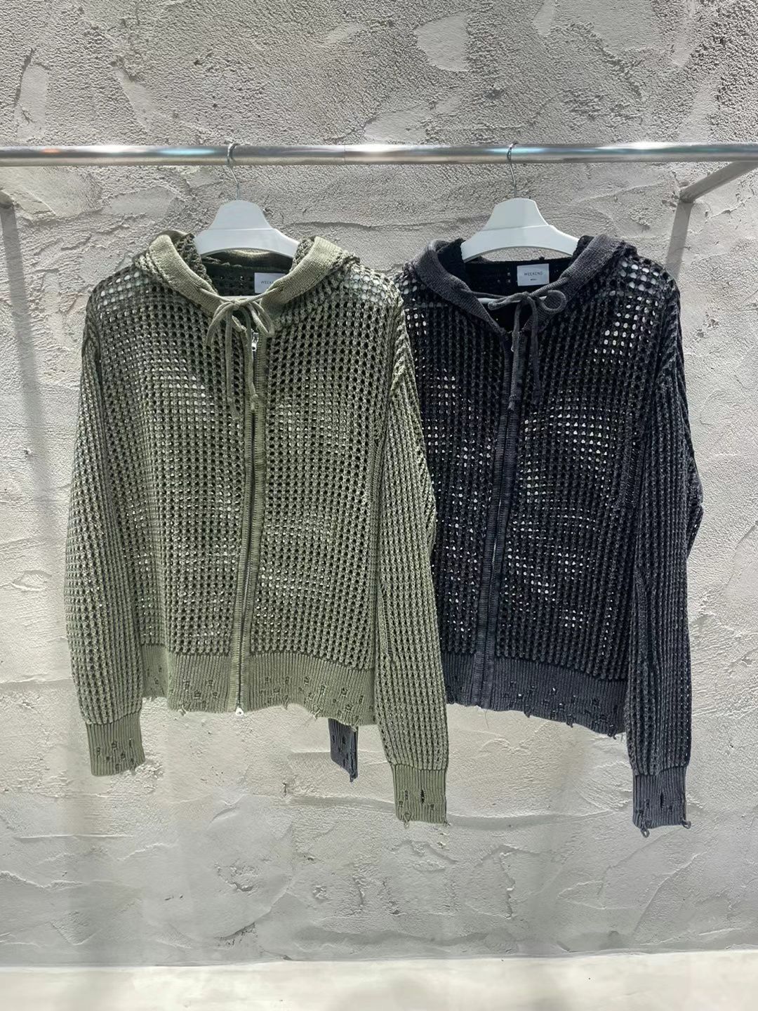 網紋連帽拉鍊外套 WEEKEND-045JK