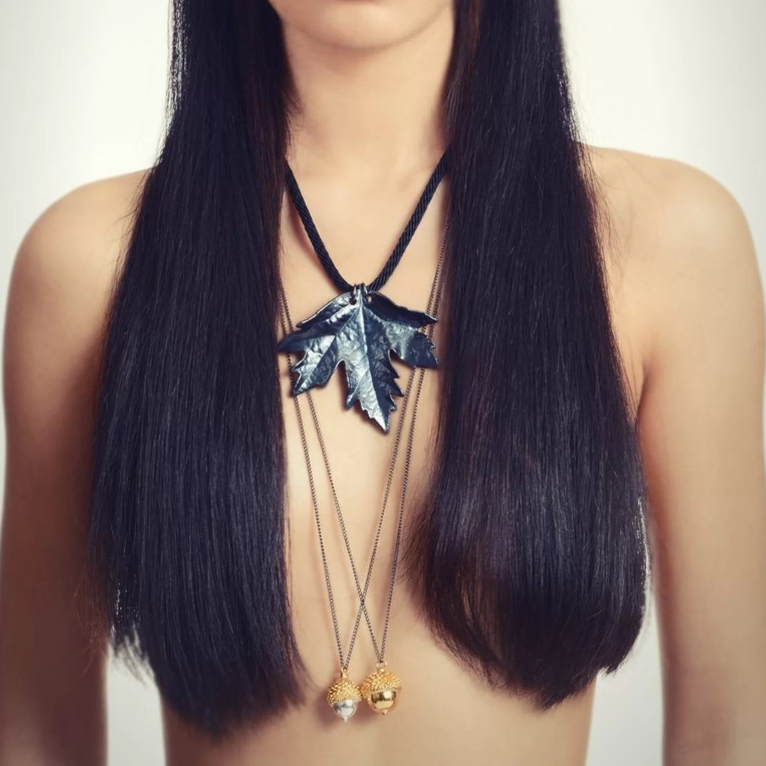 1TA0524-476 THALLO Dreamland Holly Tree Pendant Long 24K Gold Plated #L497 (A-SK-E)