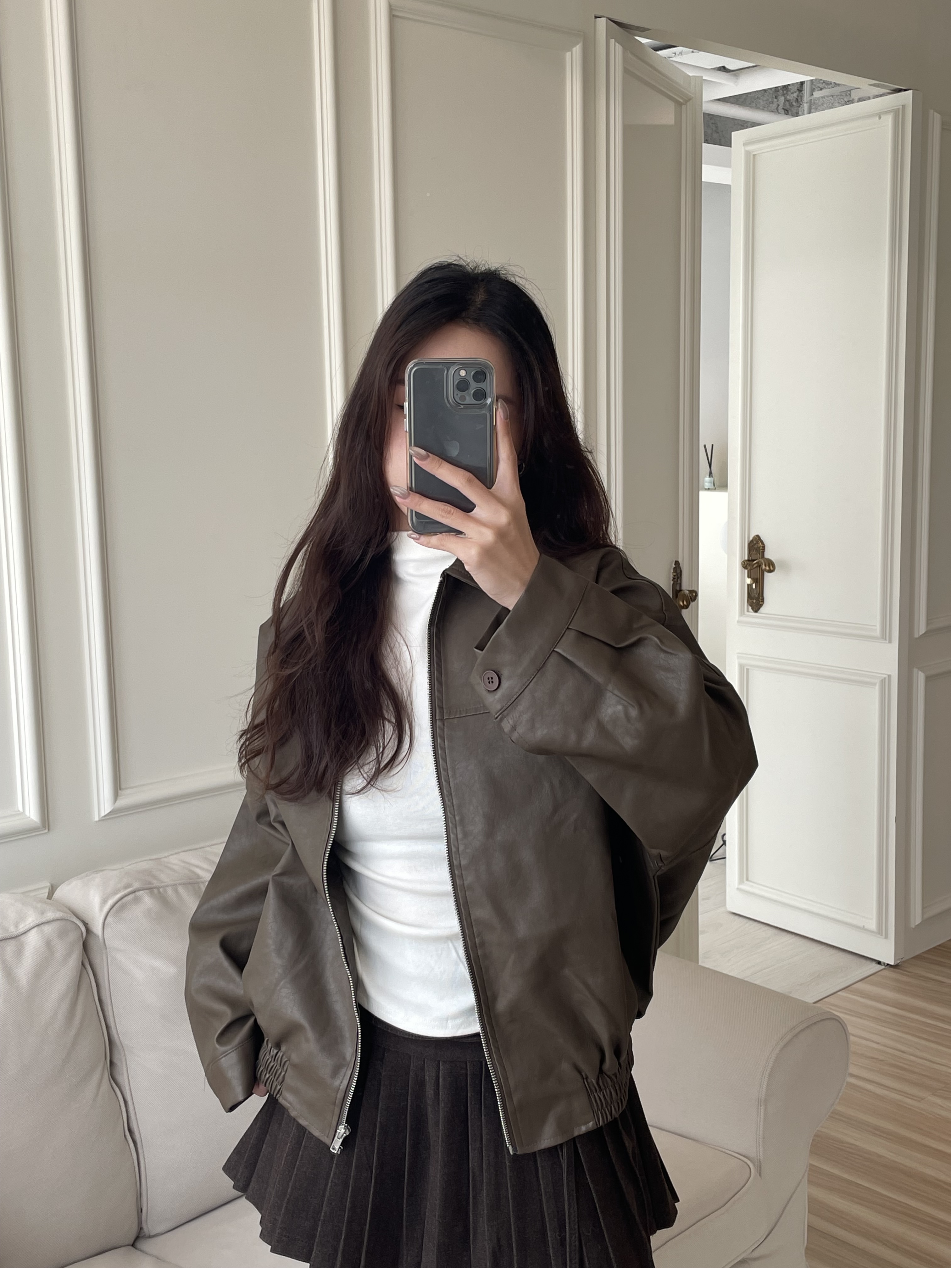 不退流行經典款!復古拉鍊皮外套