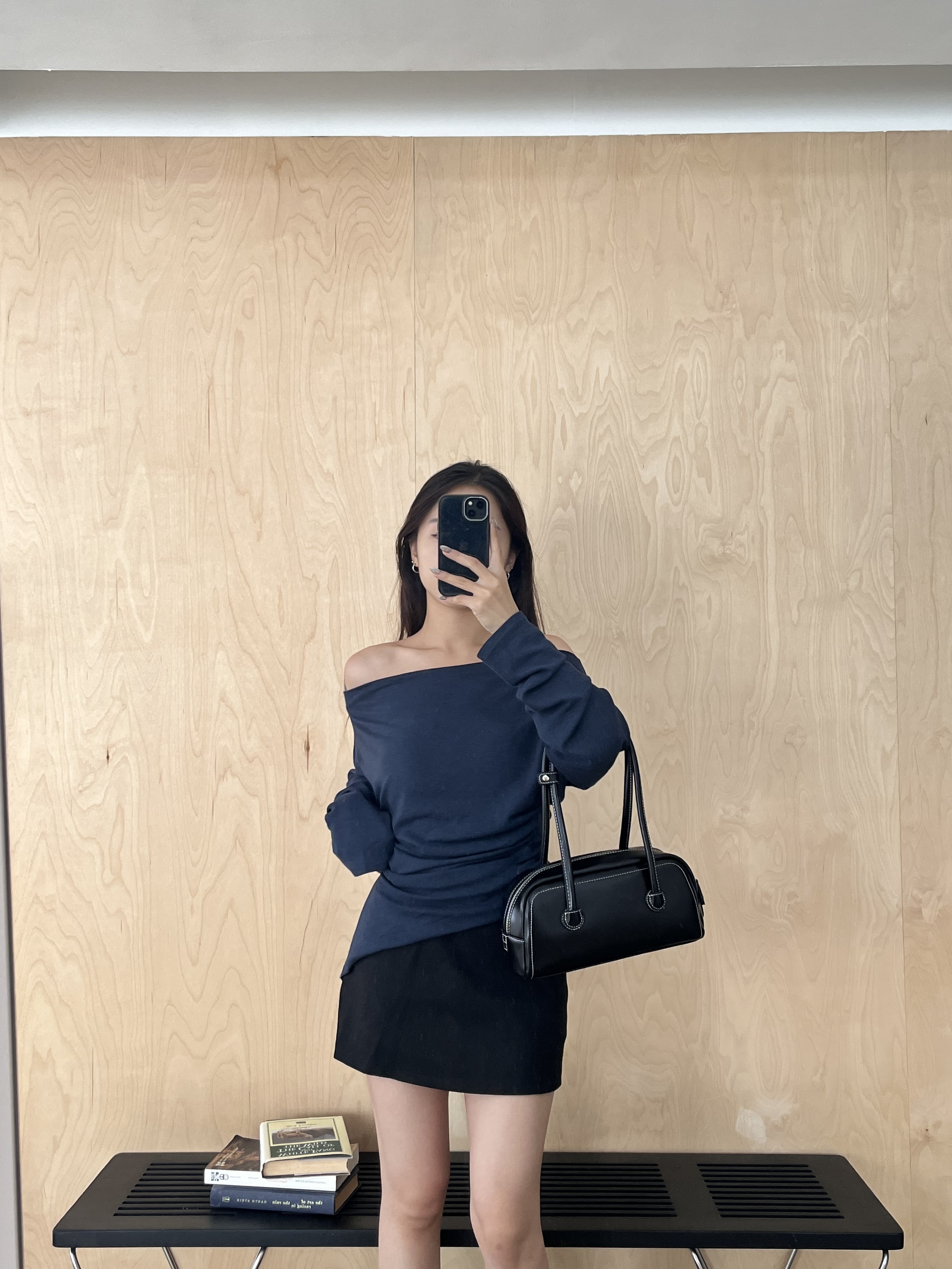 現貨 不規則一字領上衣