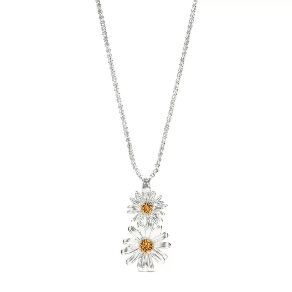 1TA0524-474 THALLO Aigli Daisy Necklace Statement, Long, 24K Gold and Sterling Silver #s962a (A-SK-E)