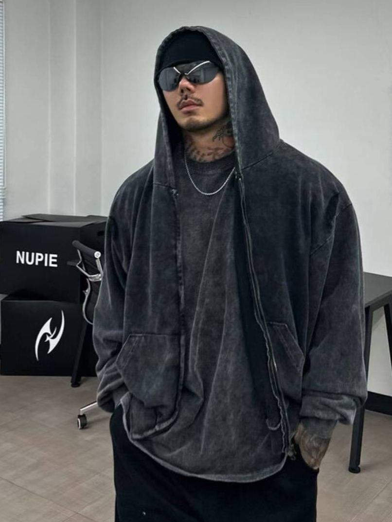 洗水連帽拉鍊外套 HD-030JK