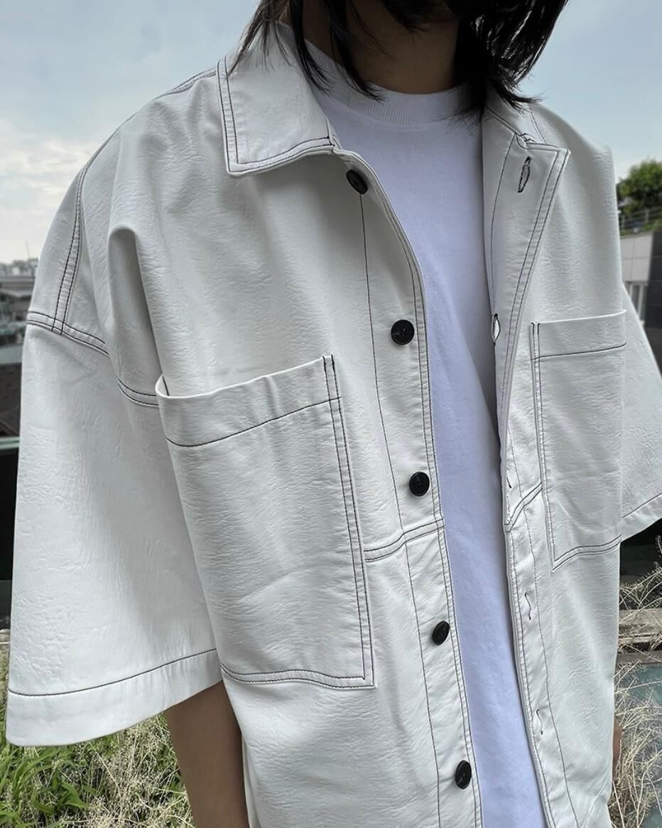 合成皮短袖恤衫 S2119