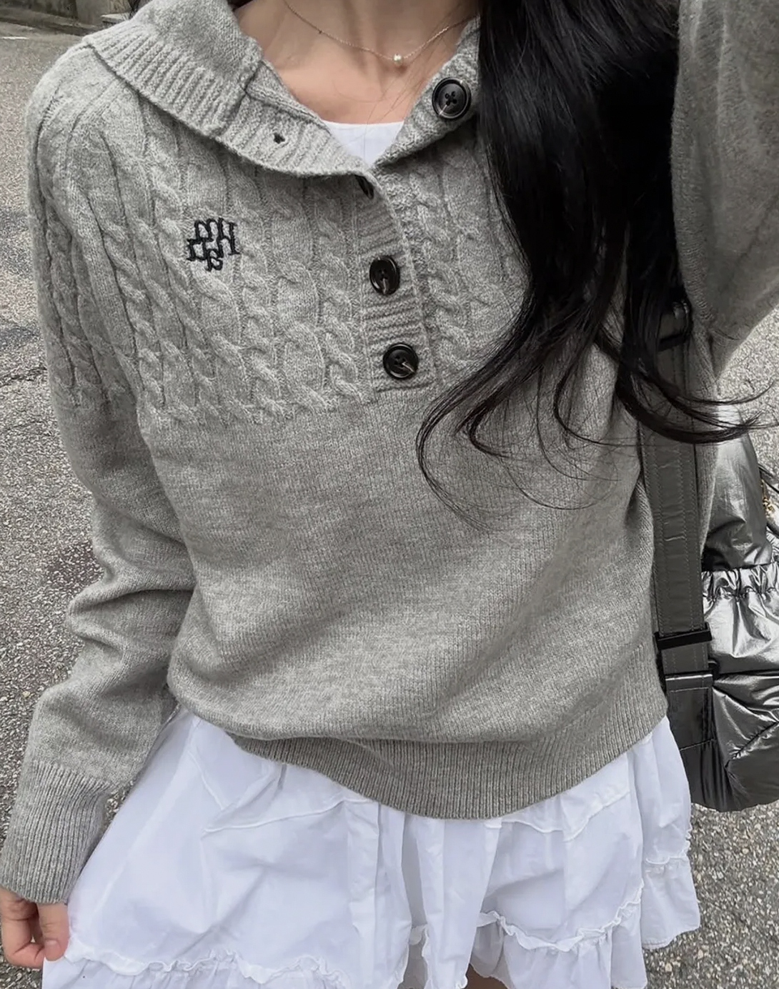 韓國🇰🇷連線 Muah Muah 刺繡半開襟針織連帽衫 刺繡 開襟衫 針織衫 連帽衫 長袖 4色 (任買兩件711免運)/預購