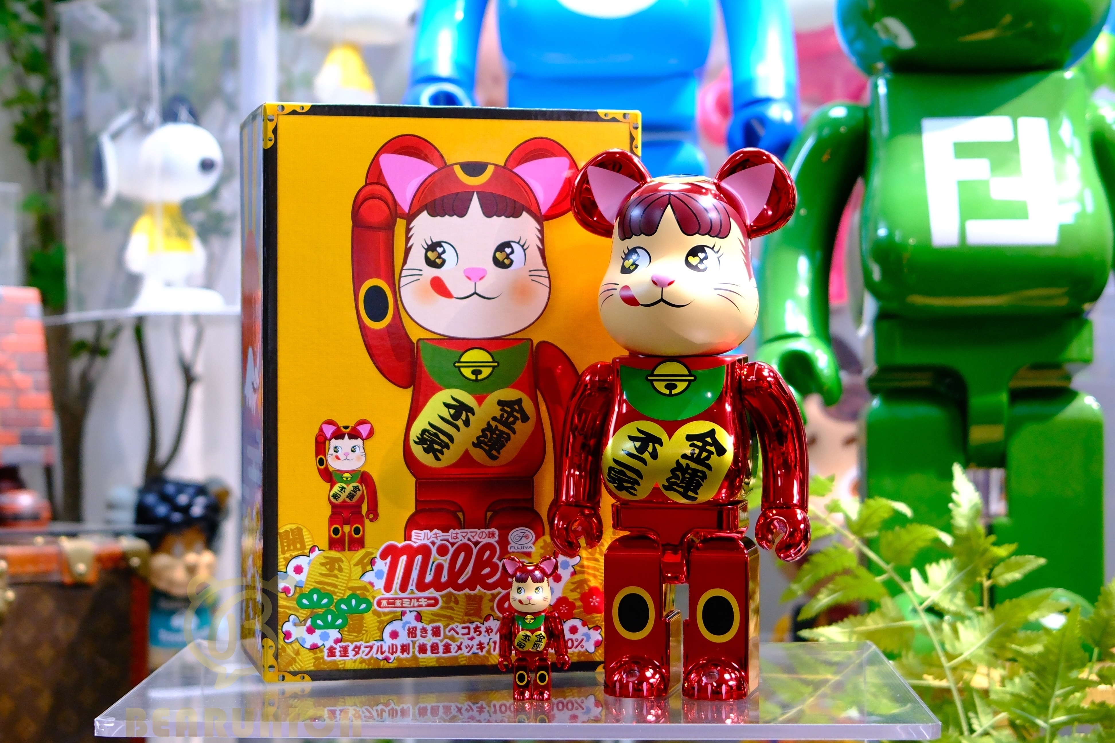 🎏預訂🎏Bearbrick 400% 100% 招き猫 ペコちゃん金運 ダブル小判 梅色金メッキ