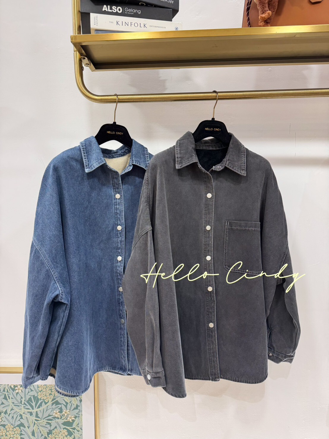 B11080 有一點帥但又暖呼呼的短絨毛牛仔襯衫式外套