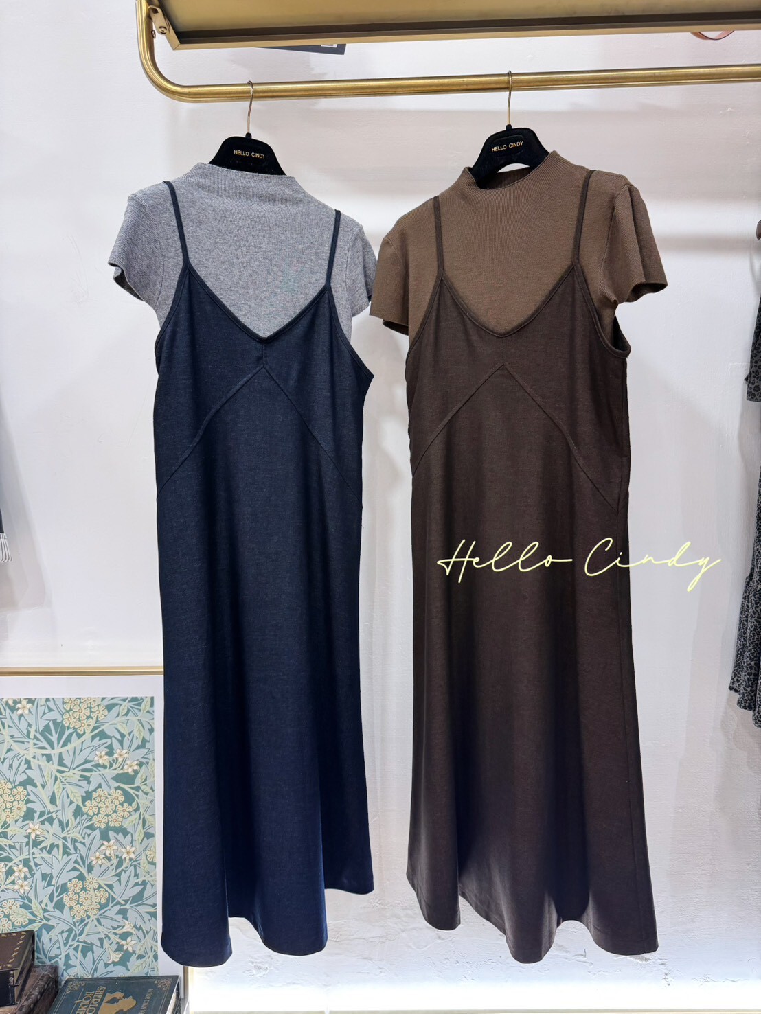 B11085 超顯瘦兩件式針織上衣+吊帶長洋裝組