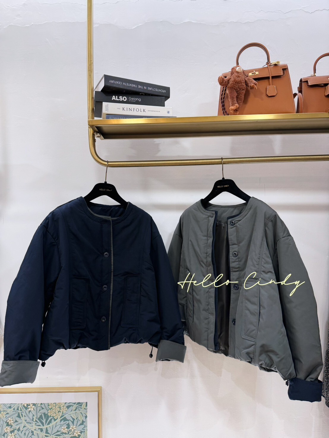 B11086 質感還不錯的帥氣下抽繩撞色保暖外套