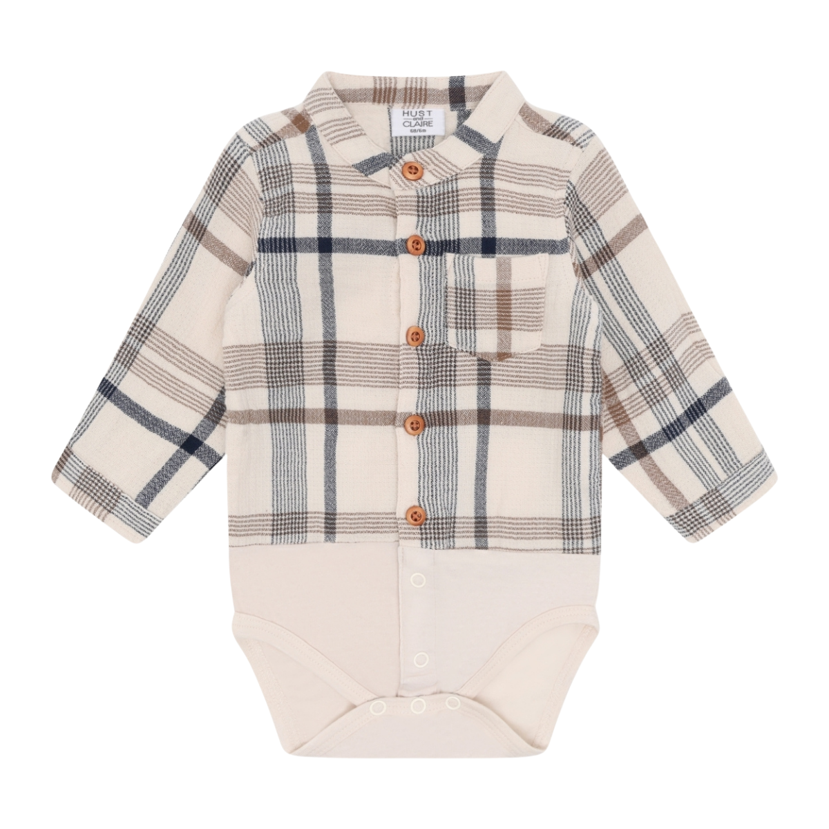〖 Hust & Claire 〗米色格紋襯衫包屁衣