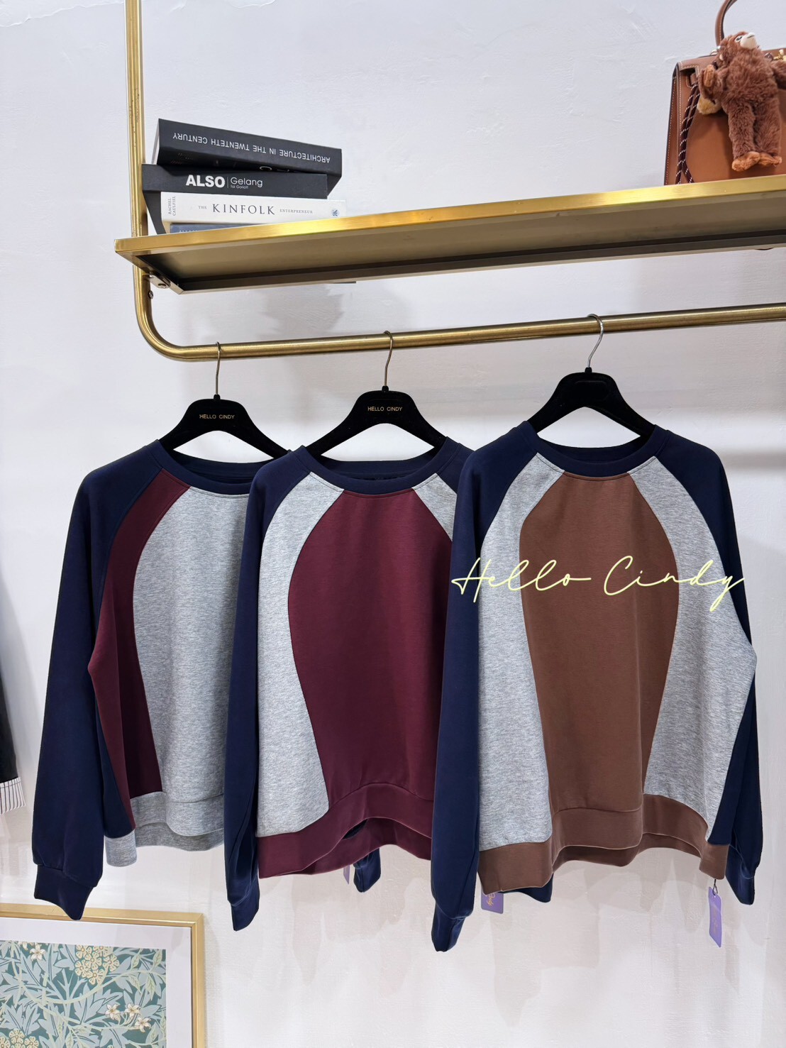 B11090 超顯瘦設計款拼色太空棉上衣