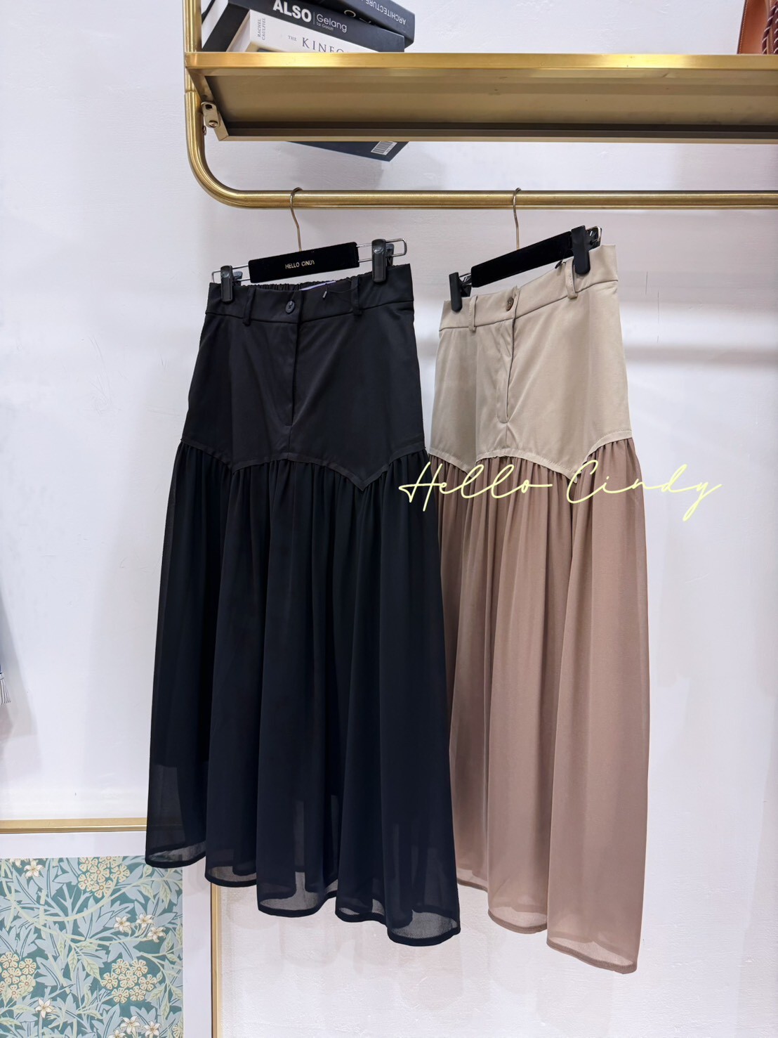 B11097 微肉女孩的法式腰封感異材質拼接紗裙